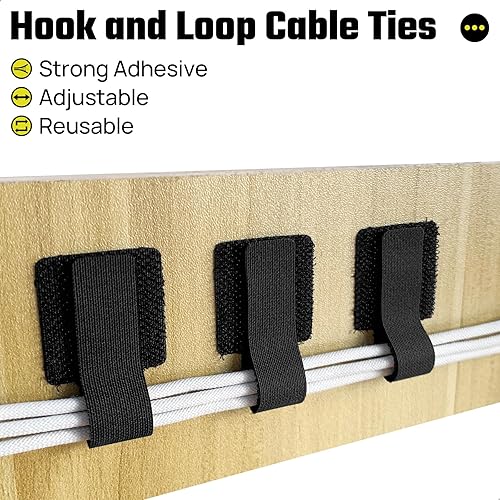 Miniatura 3 de 40 bridas de para cables, correas autoadhesivas, organización de cables debajo del escritorio, organizadores de cables ajustables para oficina,