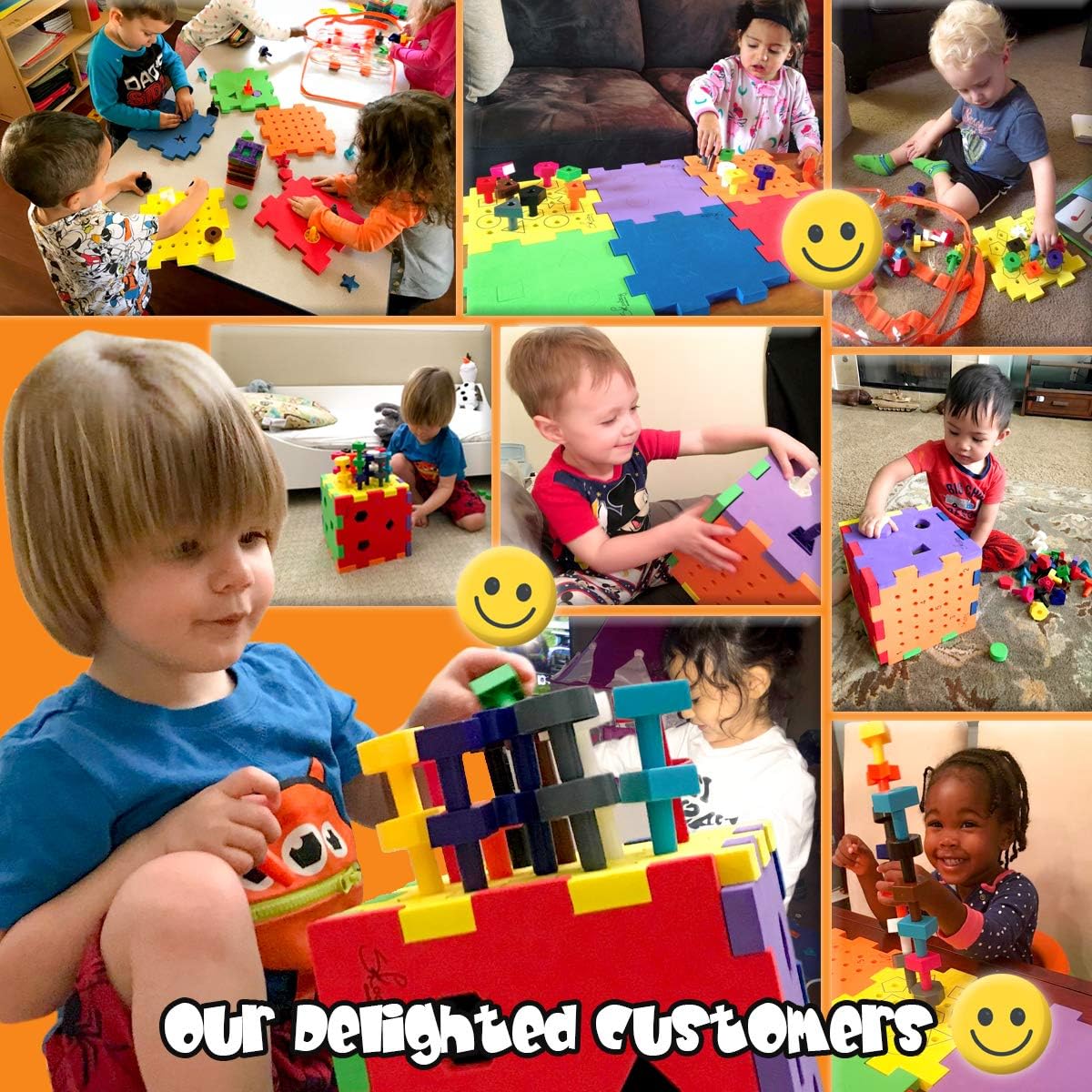 Skoolzy Peg Board Builder 7 in 1 30 Piece Jumbo Set - Educational Color Matching Puzzles Shape Sorter Montessori Sensory Toys for Toddlers Preschoolers STEM Kids Toys Includes eBook