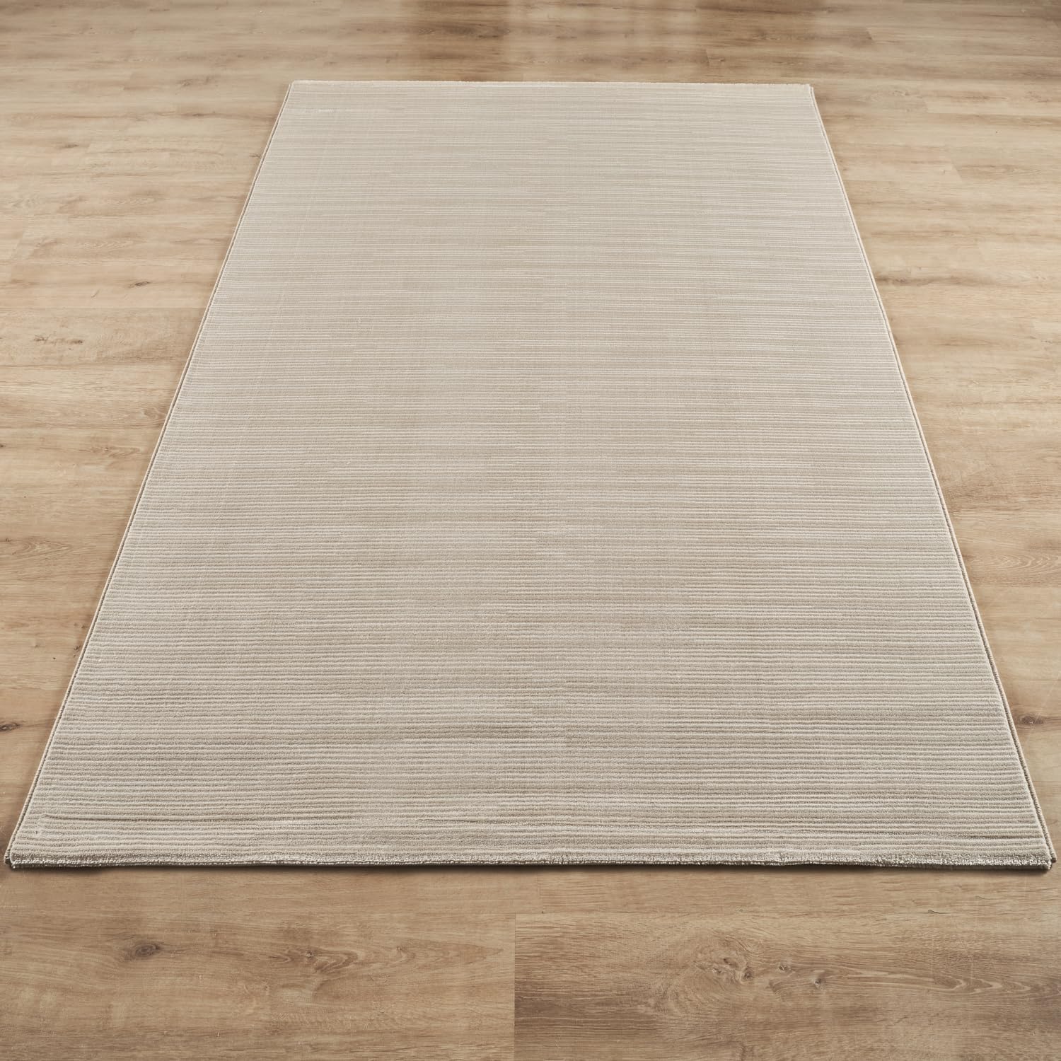 Teppich Wohnzimmer Schlafzimmer Kurzflor Robust Hoch-Tief-Effekt Streifen Beige Size:200x290