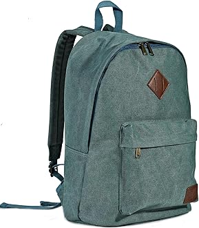 Canvas College Laptop Backpack, Durable Rucksack Travel Notebook Bag Backpack Book Bag for Men Women Turquoise Factory Directly