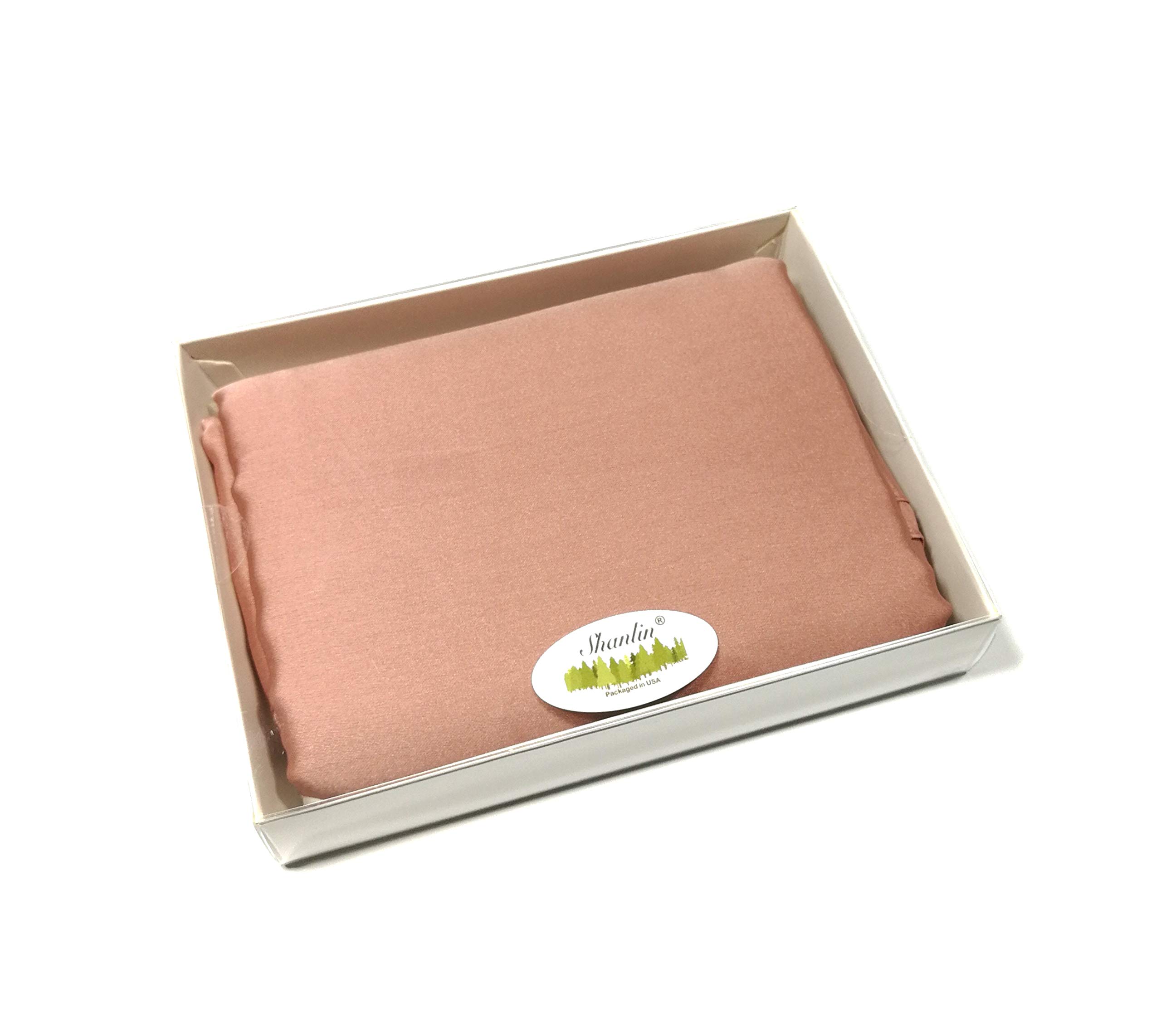 Bufandas largas de satén con estampado de seda y color sólido para mujer en caja de regalo, Color sólido: chocolate 5