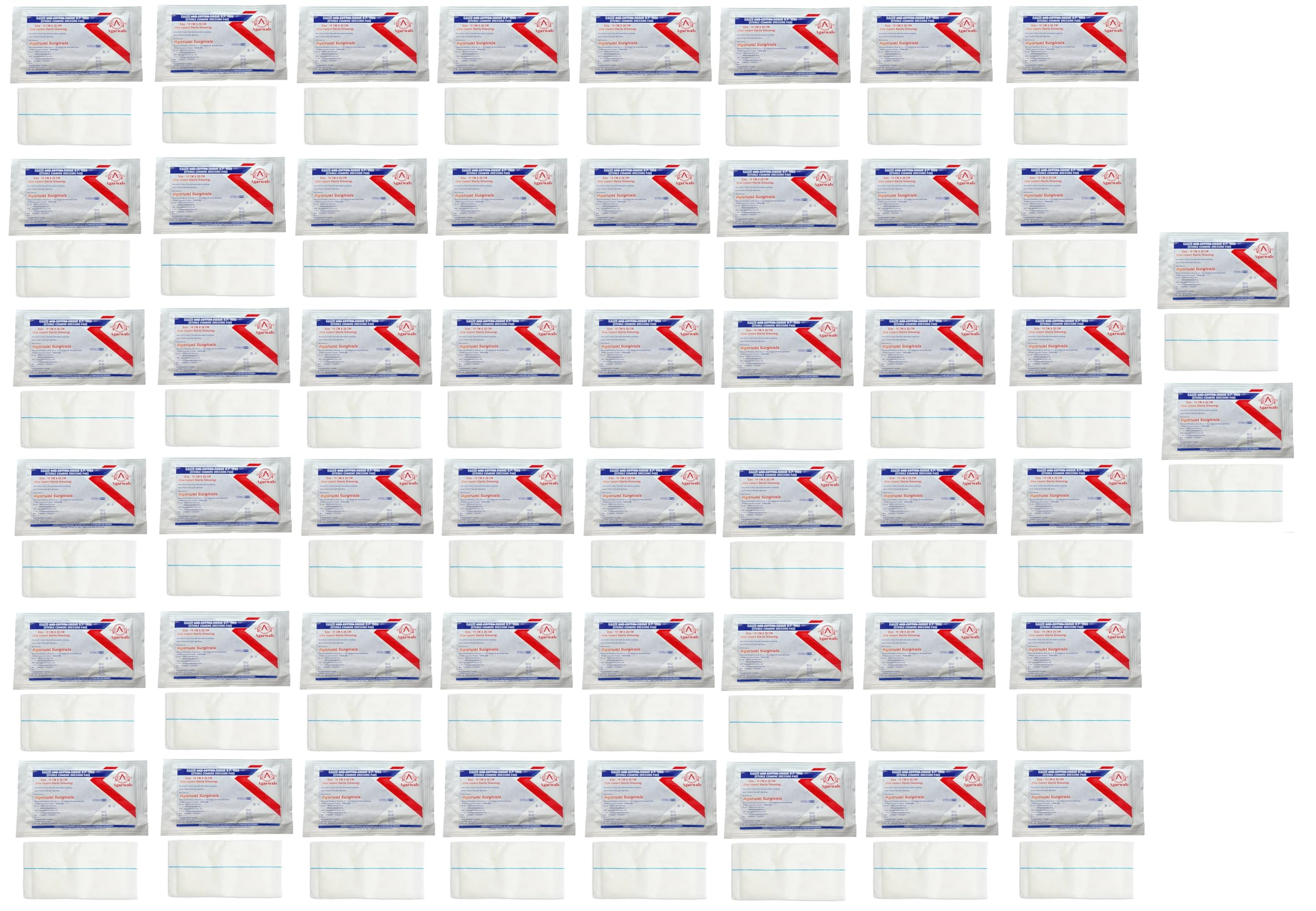 Gauze and Cotton Tissue Sterile Combine Dressing Surgical Pad 10CM x 20CM (Pack of 50)-image-36