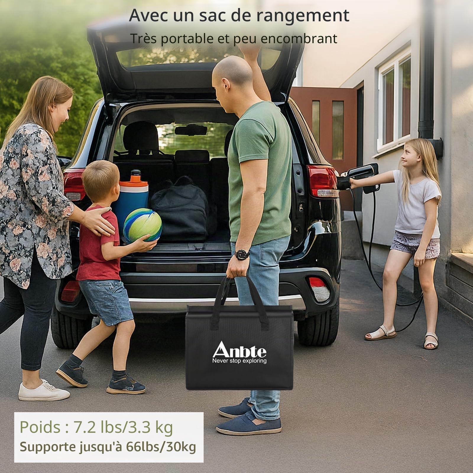 Anbte Table de Camping Pliante 60x40x26/48/70 cm en Aluminium Grain du Bois