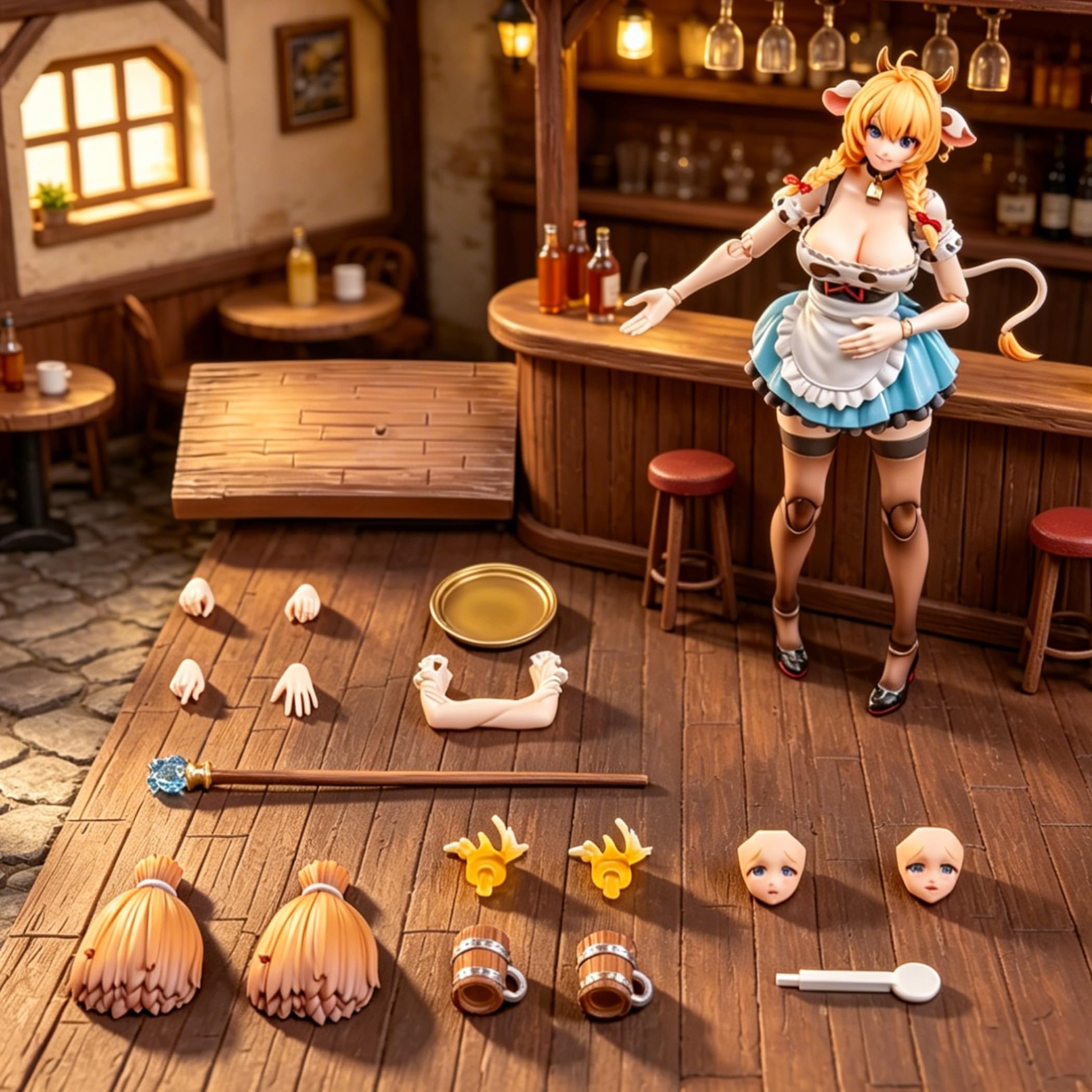 LADoTOYS Magic Continent Land Squad Daisy Taurus Waitress Ver. Cow Maid Girl Action Figure Articolata Modello da Collezione con Accessori, Decorazione Desktop e Regalo 1/12 15 cm