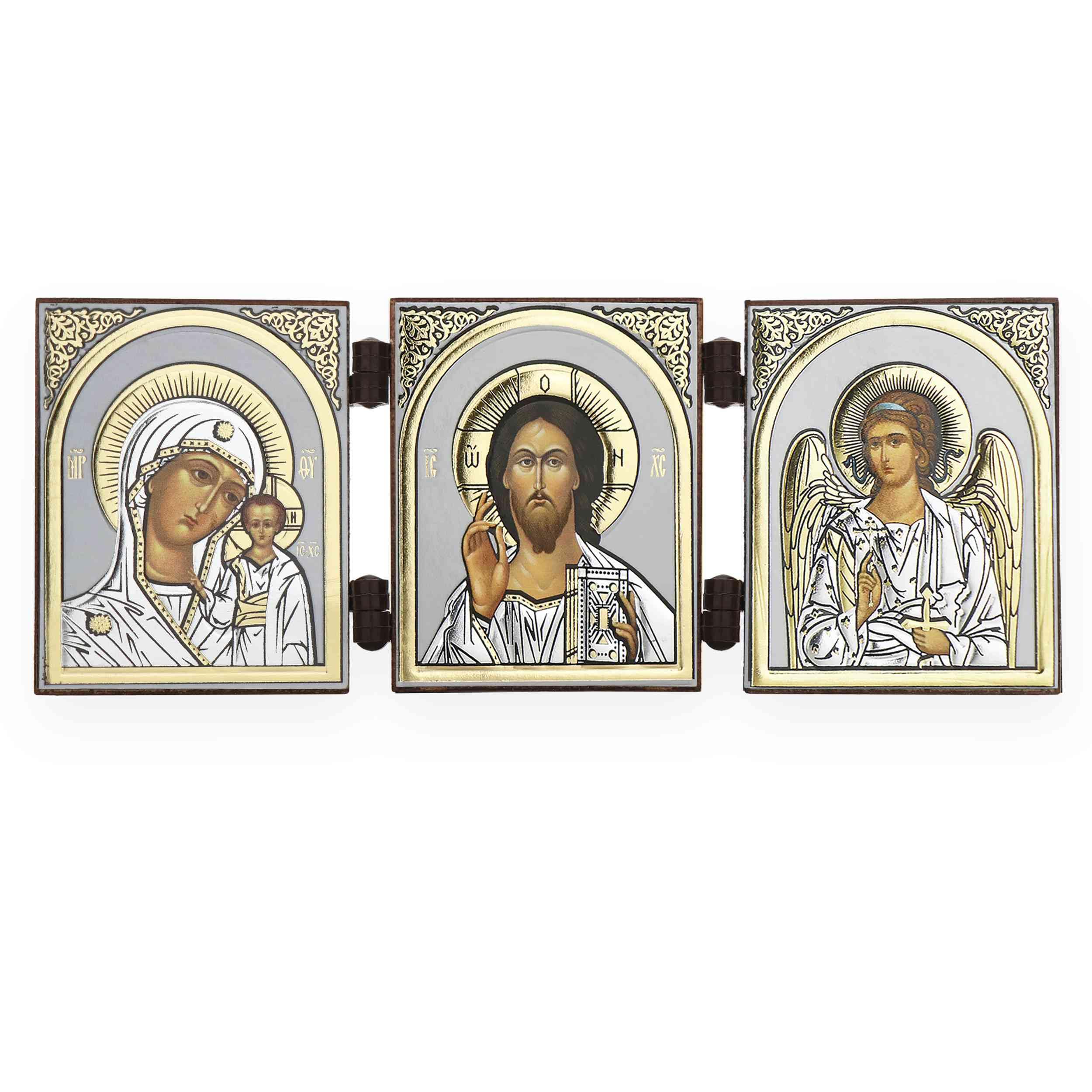 Nklaus Kazan Gm, Jesus & Guardian Angel - Gm Of Kazan & Jesus Christ & Guardian Angel - Icon Triptych Christian 16494