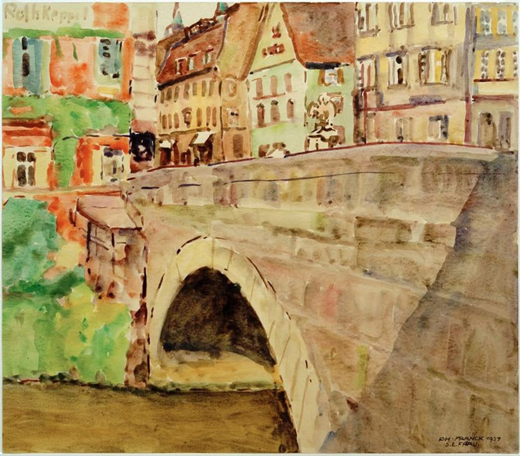 SERENDIPITP Vintage Wall Art Canvas Nordic Poster Canvas Print Picture Bridge in Bamberg by Franck Wall Art Poster for Home Decor 60x90cm