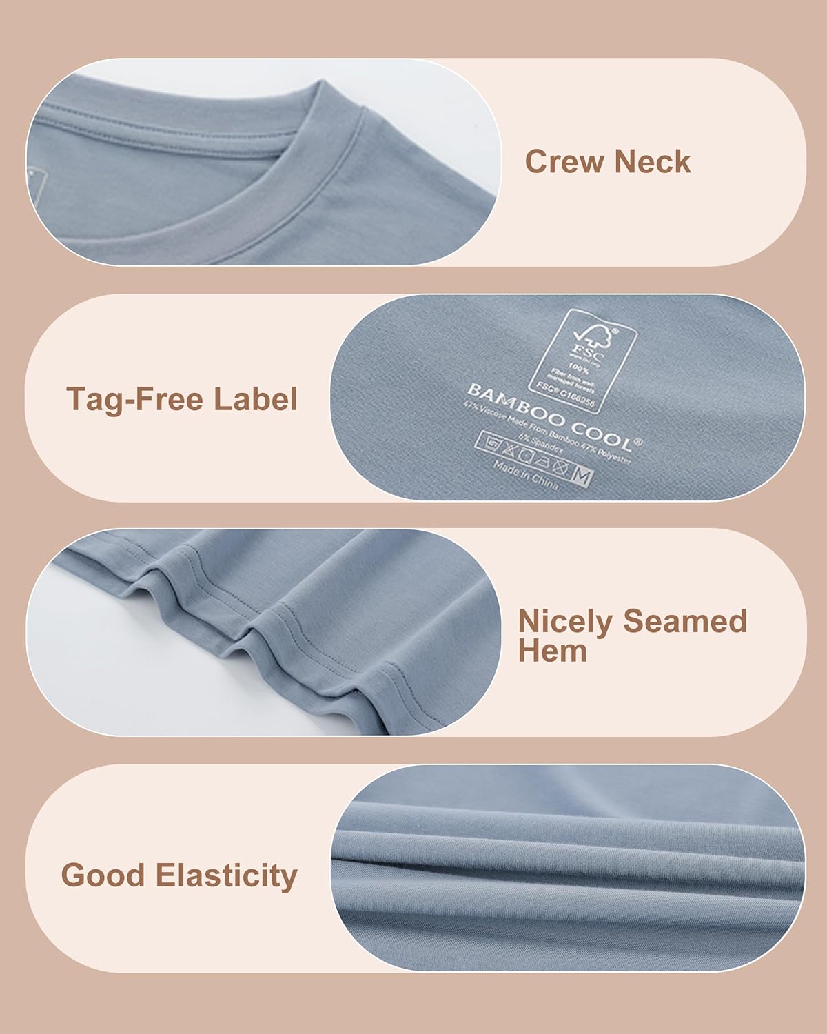 BAMBOO COOL Women's T Shirts Classic Short Sleeve Fit Tops for Women Casual Fitted Tees - Image 5