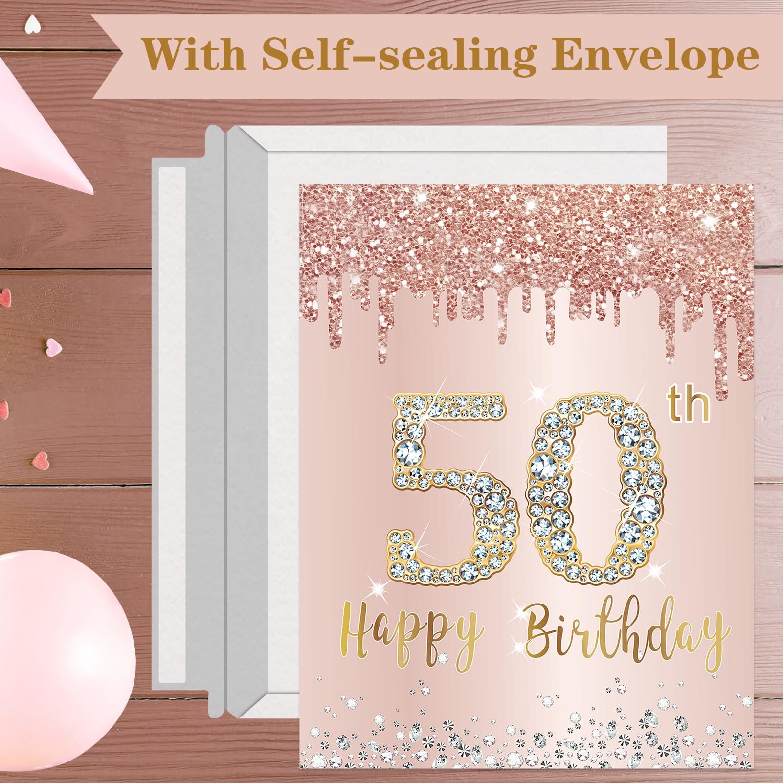 Sumerk 1pc Happy 50th Birthday Cards Gifts Birthday Greeting Cards With Envelopes
