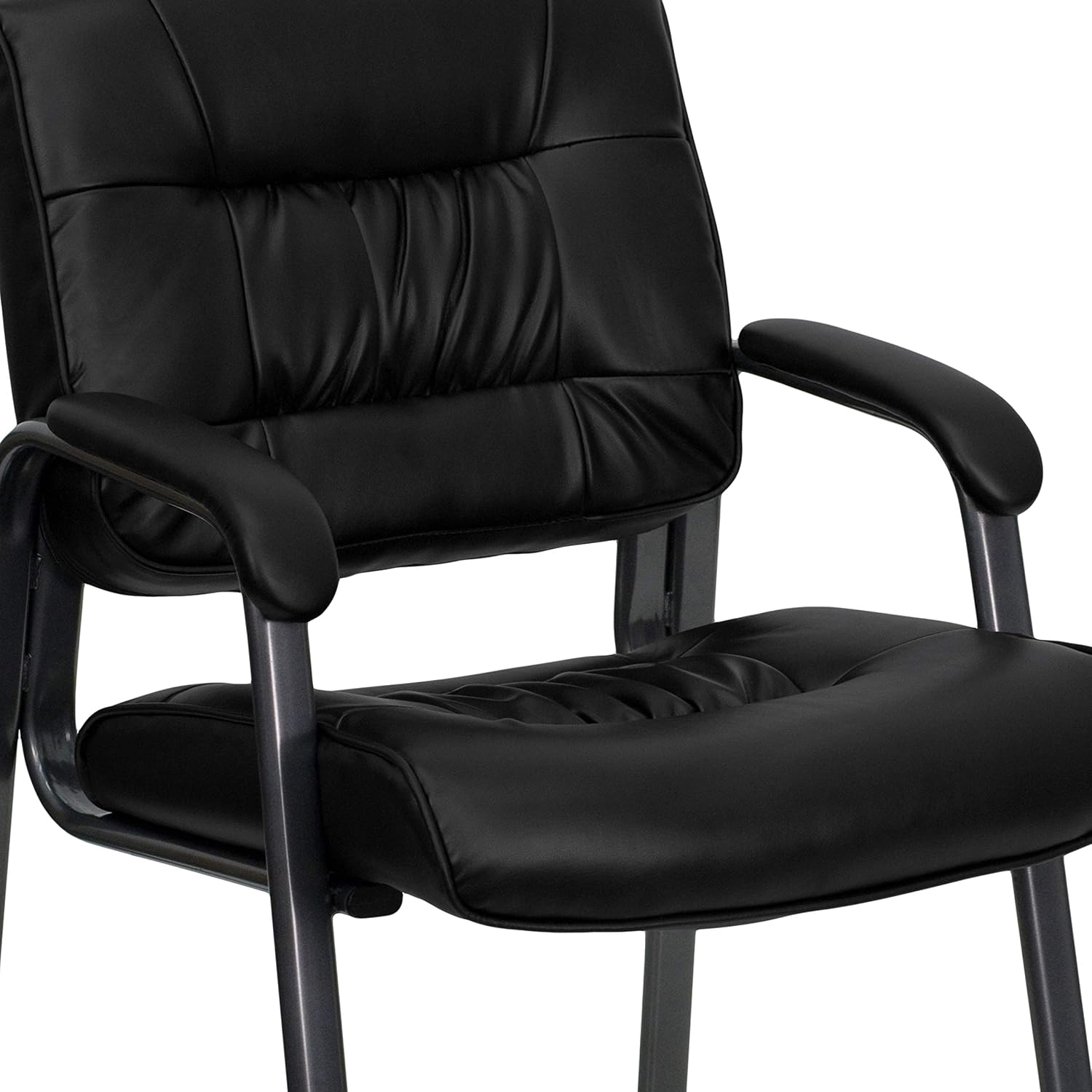 Flash Furniture Haeger Black LeatherSoft Executive Side Reception Chair with Titanium Gray Powder Coated Frame - Image 6