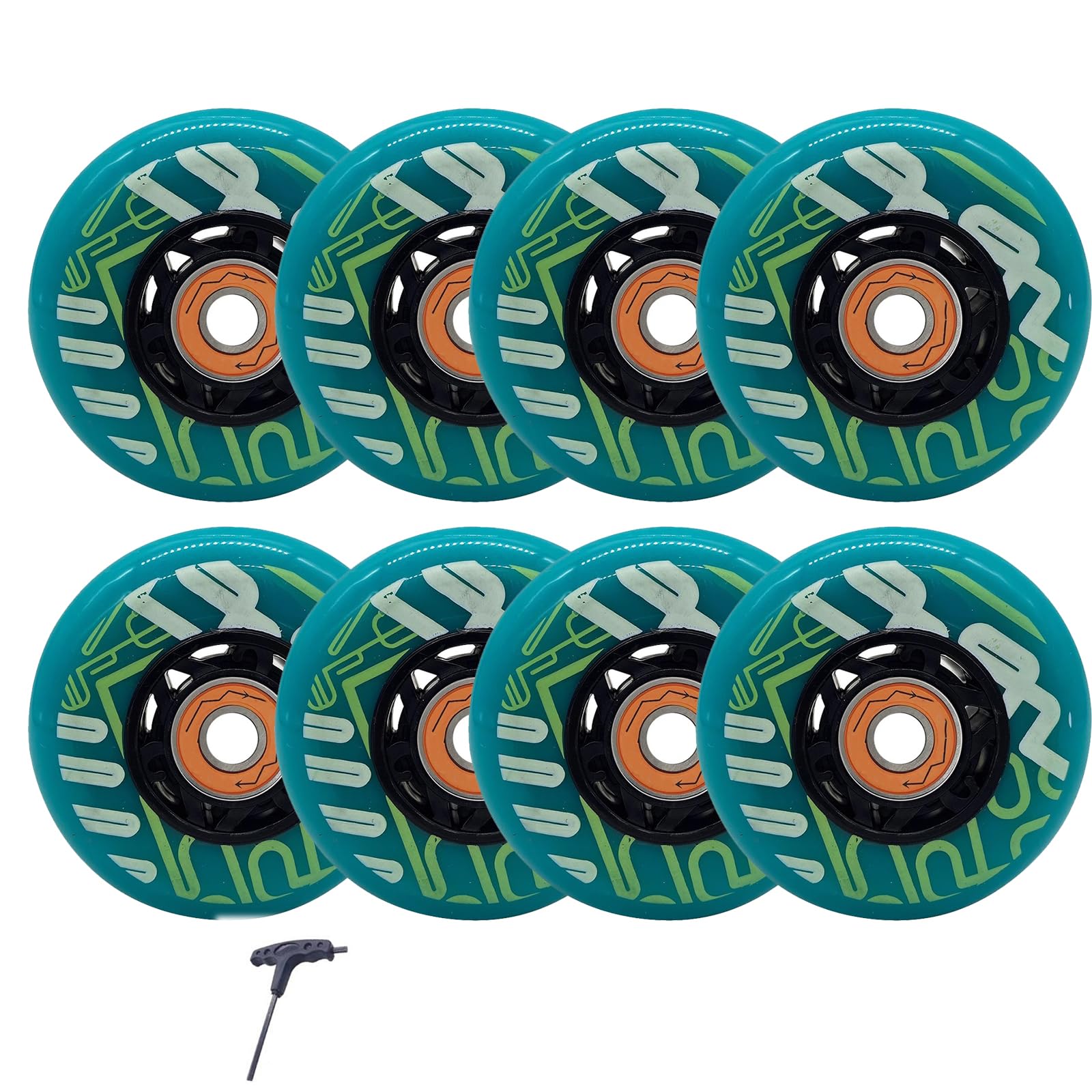 Genérico Ruedas para Patines En Línea Interior Exterior Ruedas para Patines En Línea de 72 mm 76 mm Y 80 mm con Rodamientos Ruedas de Repuesto En Línea de PU 85A Paquete de 8 (Azul 76 mm)