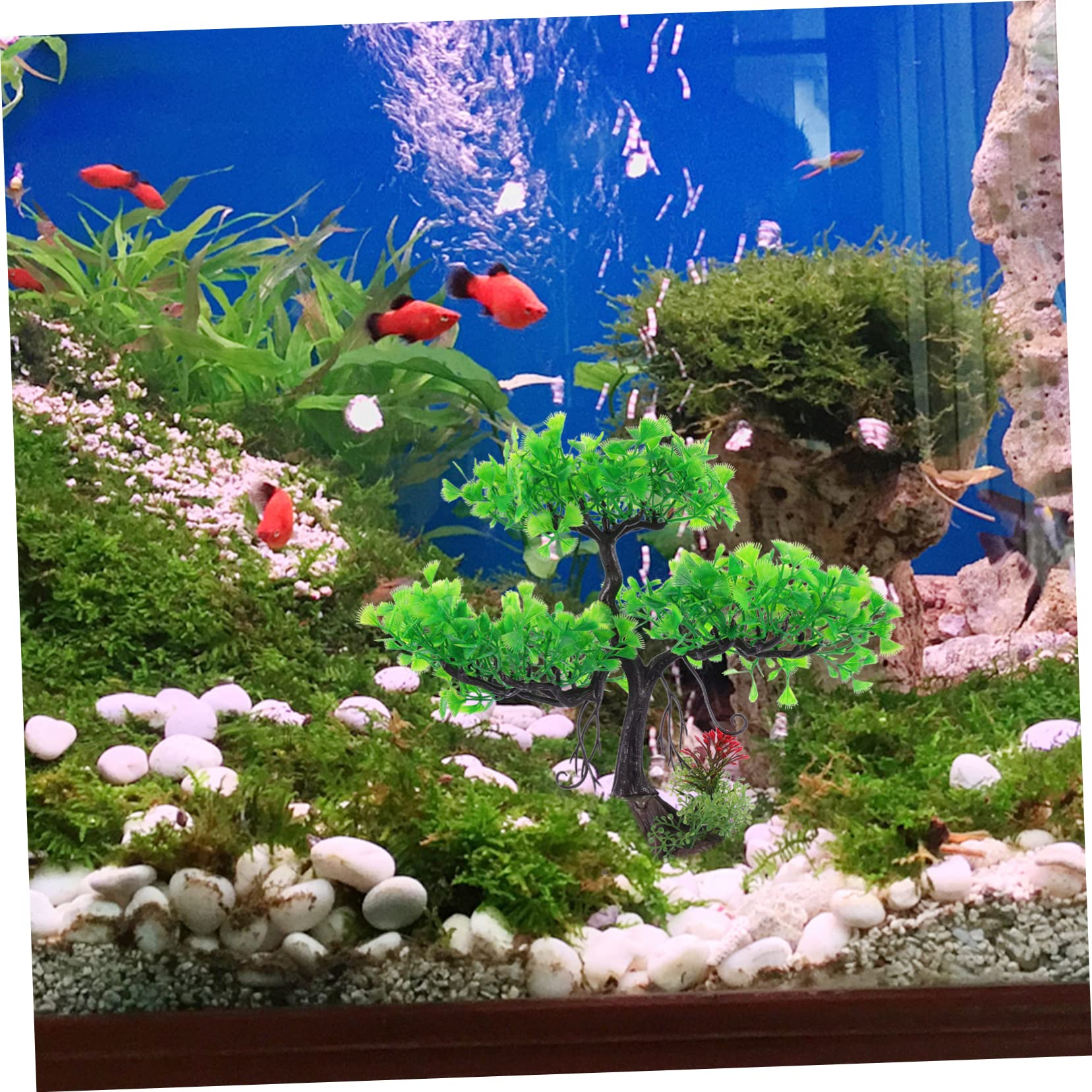 Sosoport 3 Piezas paisajismo del Acuario riego automático de Plantas Neto Artificial Plants decoración pecera Planta ártificial Accesorios Acuario Suministros para peceras Planta de