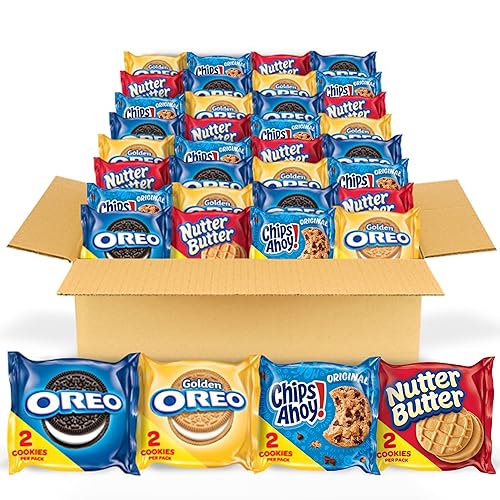 Oreo Oreo Original, Oreo Golden, Chips Ahoy! & Nutter Butter Cookie Snacks Pack de variedades, 56 paquetes de refrigerios (2 cookies por paquete)