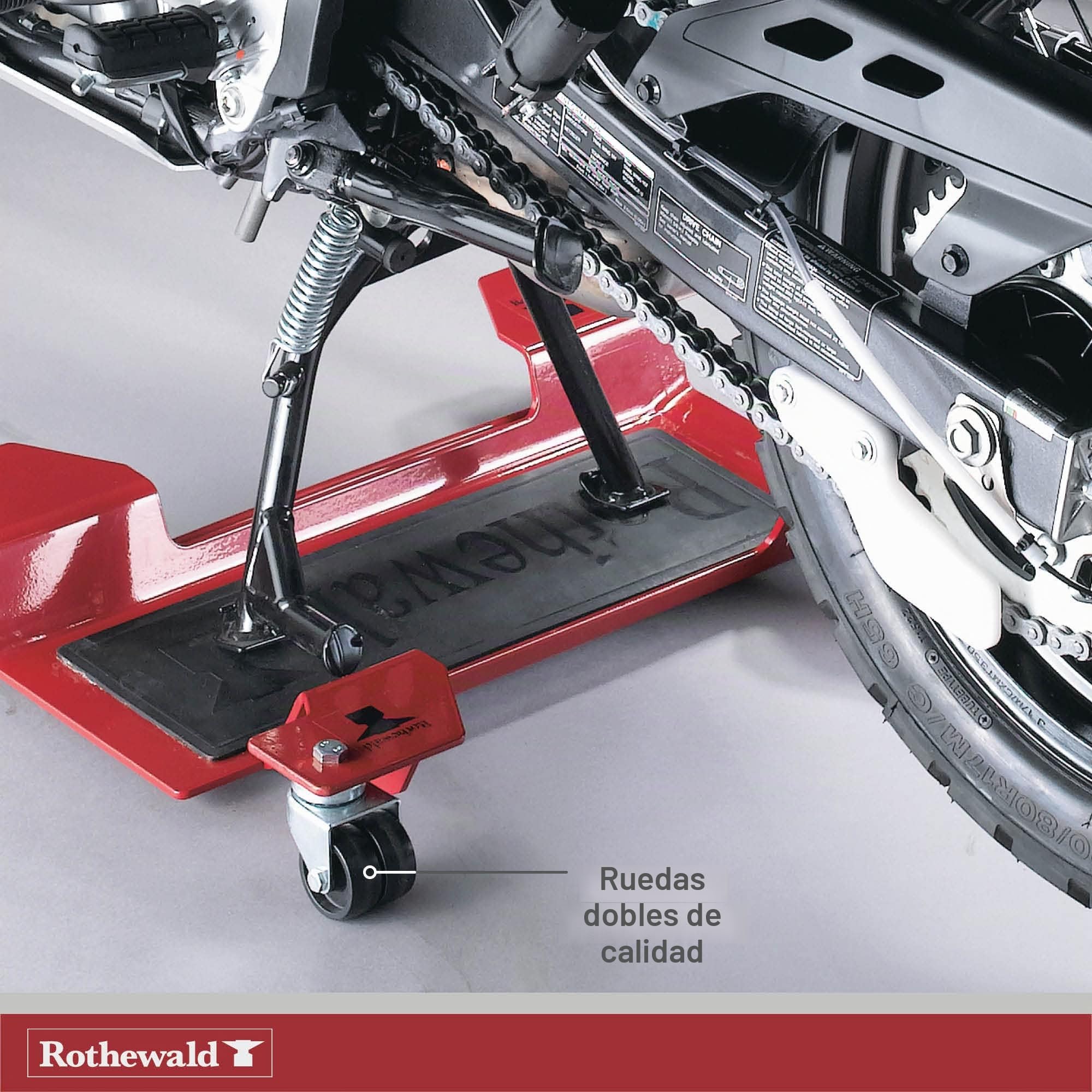 Rothewald Ayuda de maniobra para motocicleta, 250 kg de capacidad de carga, con freno de maniobra y almohadilla de goma, fácil de manejar, ideal para mantener y estacionar, para motocicletas con