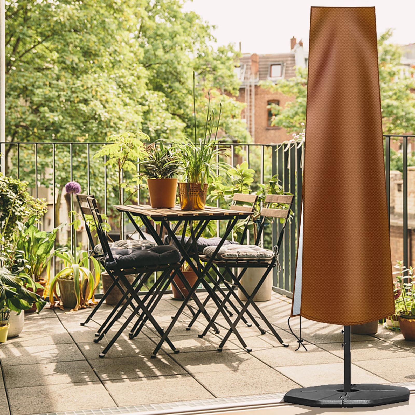 OKPOW Umbrella Cover 420D Oxford Fabric Patio Umbrella Covers Waterproof with Zip, for 9ft to 12ft Garden Outdoor Umbrella (Brown) : Patio, Lawn & Garden