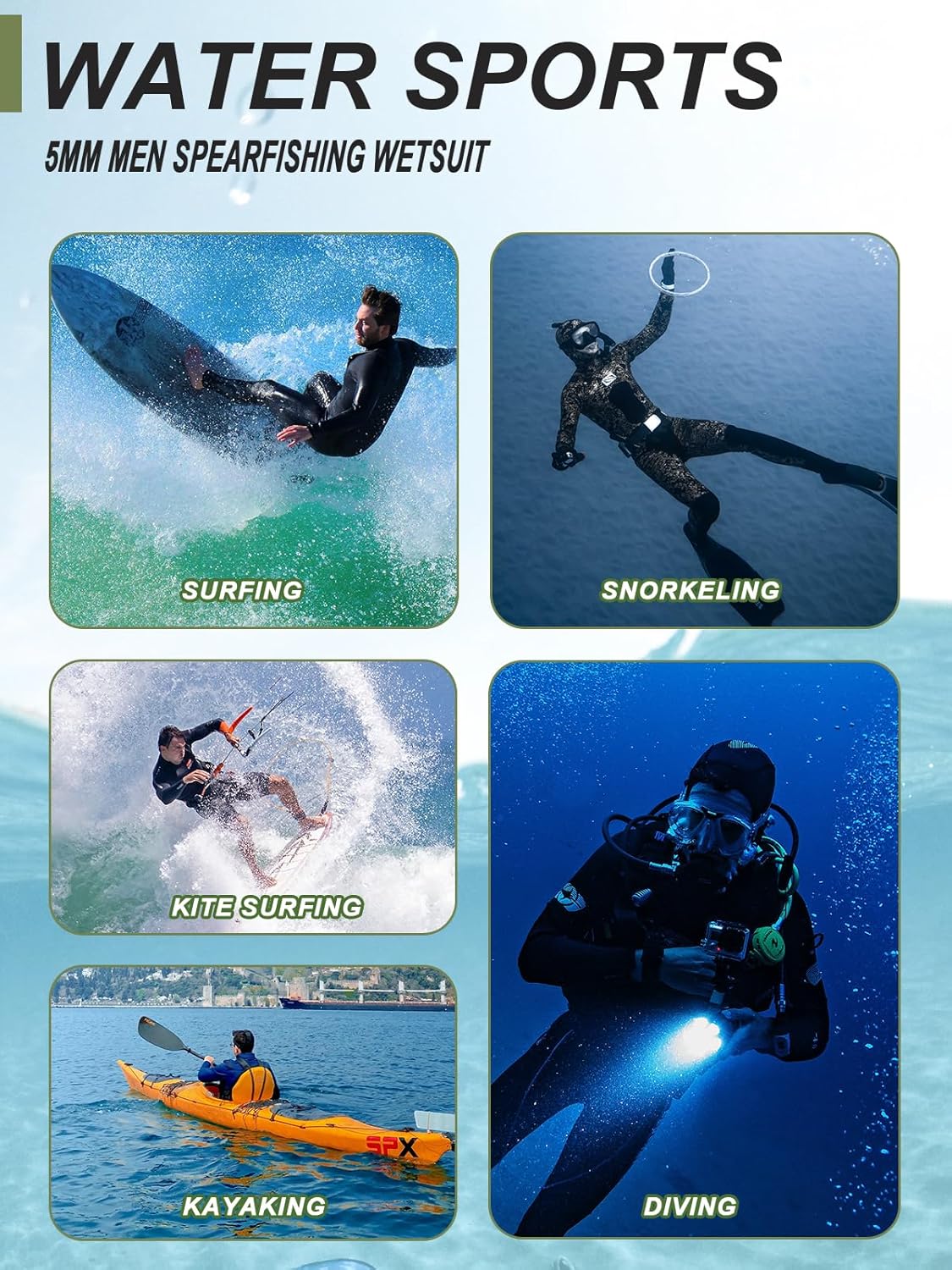 FLEXEL Men Spearfishing Premium Camouflage 3mm 5mm CR Neoprene Wetsuit Scuba Diving Suit Hoodie Snorkeling Suits 2 Piece