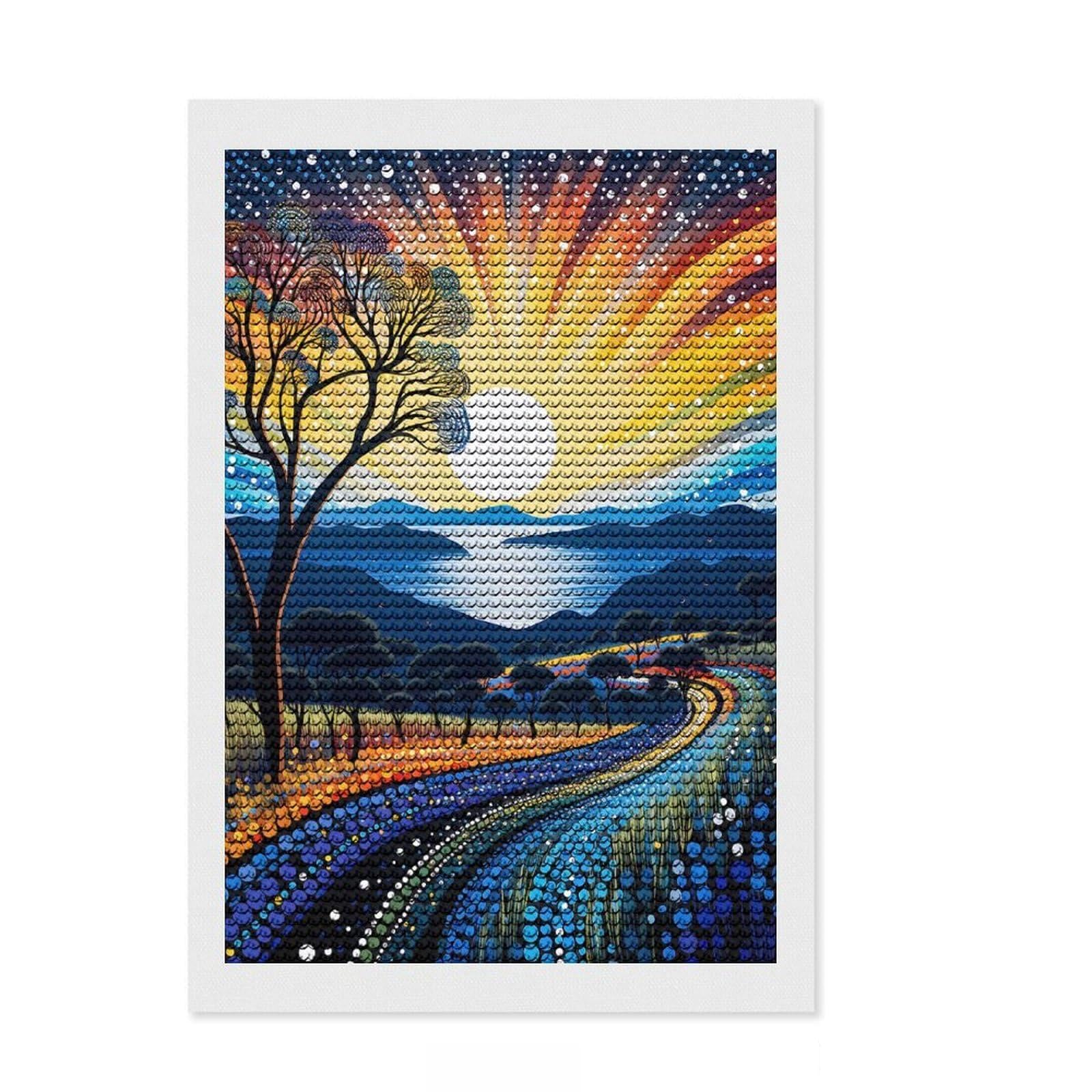 Junmoney Artistic Fusion Diamond Art Kit 8"x12", for Creative Relaxation, Vintage Style Decor, Good for Quiet Evenings, Christmas Gift