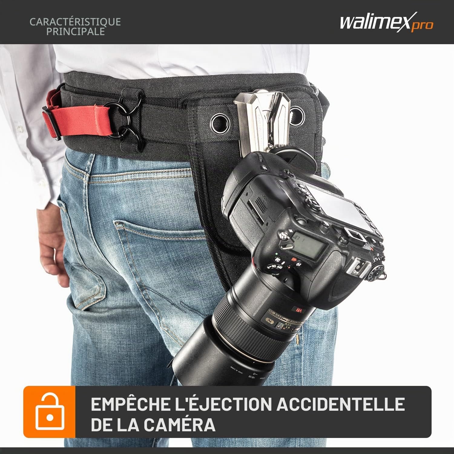 Walimex pro Ceinture abdominale appareil photo multicolore Hüftgurt 1 Clip