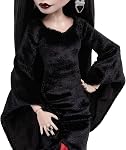​Monster High x Wednesday Morticia Addams Doll | Collector Doll in Black and Crimson Velvet Dress with Jewelry, Show-Inspired Heels and Doll Stand