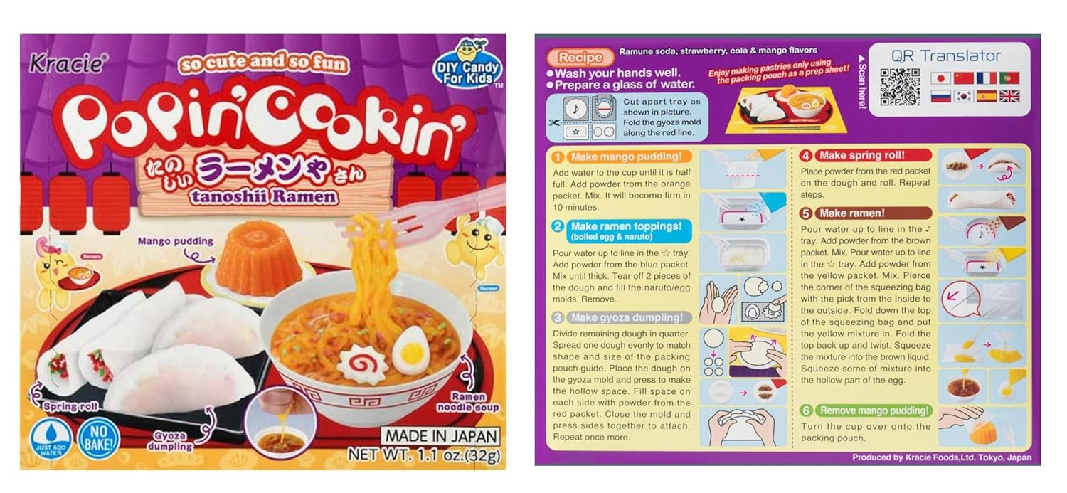 Kracie Popin Cookin DIY Candy Making Kit (8 Flavors) English Instructions Perfect For Kids Plus 2 NineChef Brand Spoon.