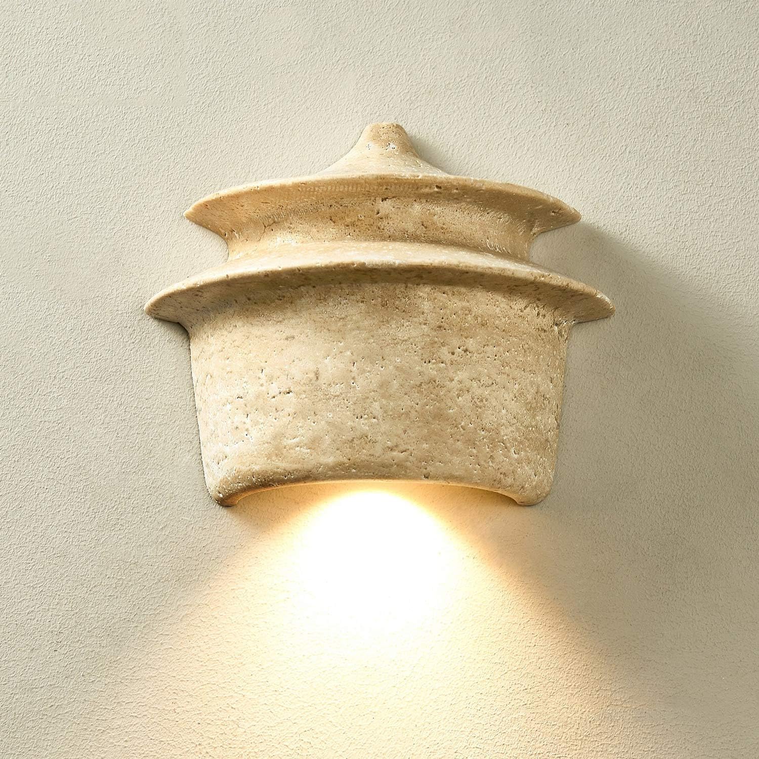 USMJQVZ Wabi Sabi Yellow Travertine Wall Lamp Wabi Sabi Cave Stone Wall Sconce Natural Mid Century Modern Sconce for Bedside Bedroom Living Room Kitchen Island