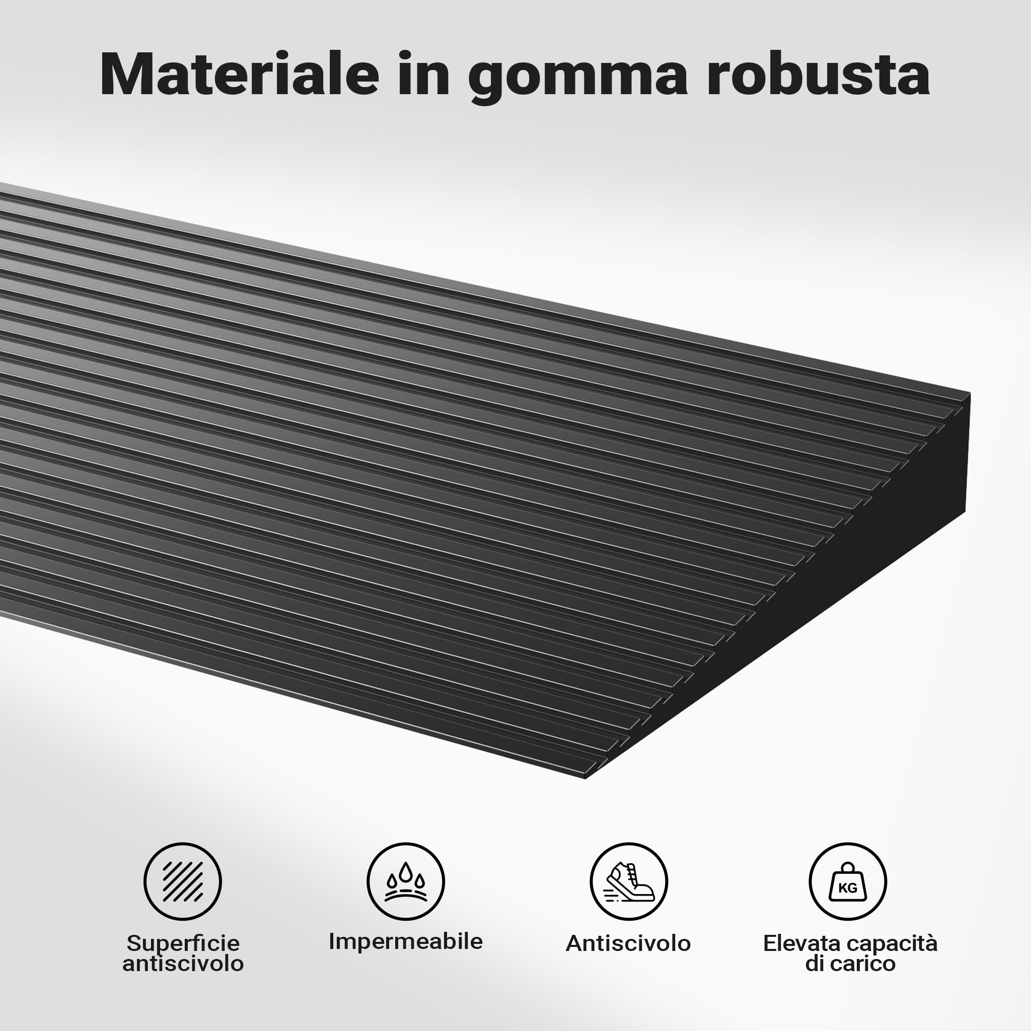 Rampa per soglie 30x200x900mm per sedie a rotelle e deambulatori In gomma con superficie antiscivolo