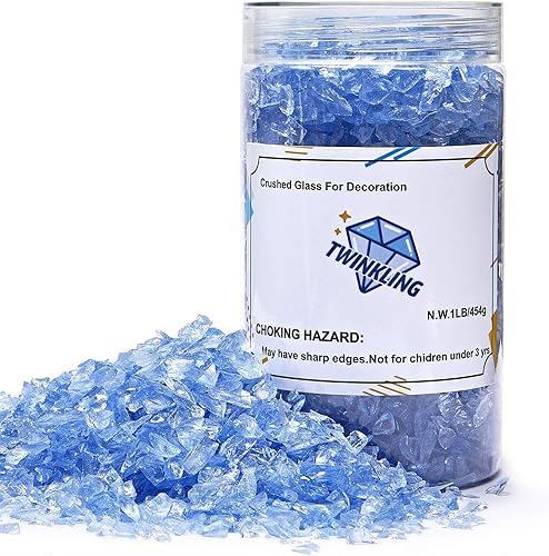 TWINKLING Brillantina de piedra de grava de vidrio de fuego de alto brillo, vidrio roto, chips de gemas de fuego, vidrio triturado para hogueras,