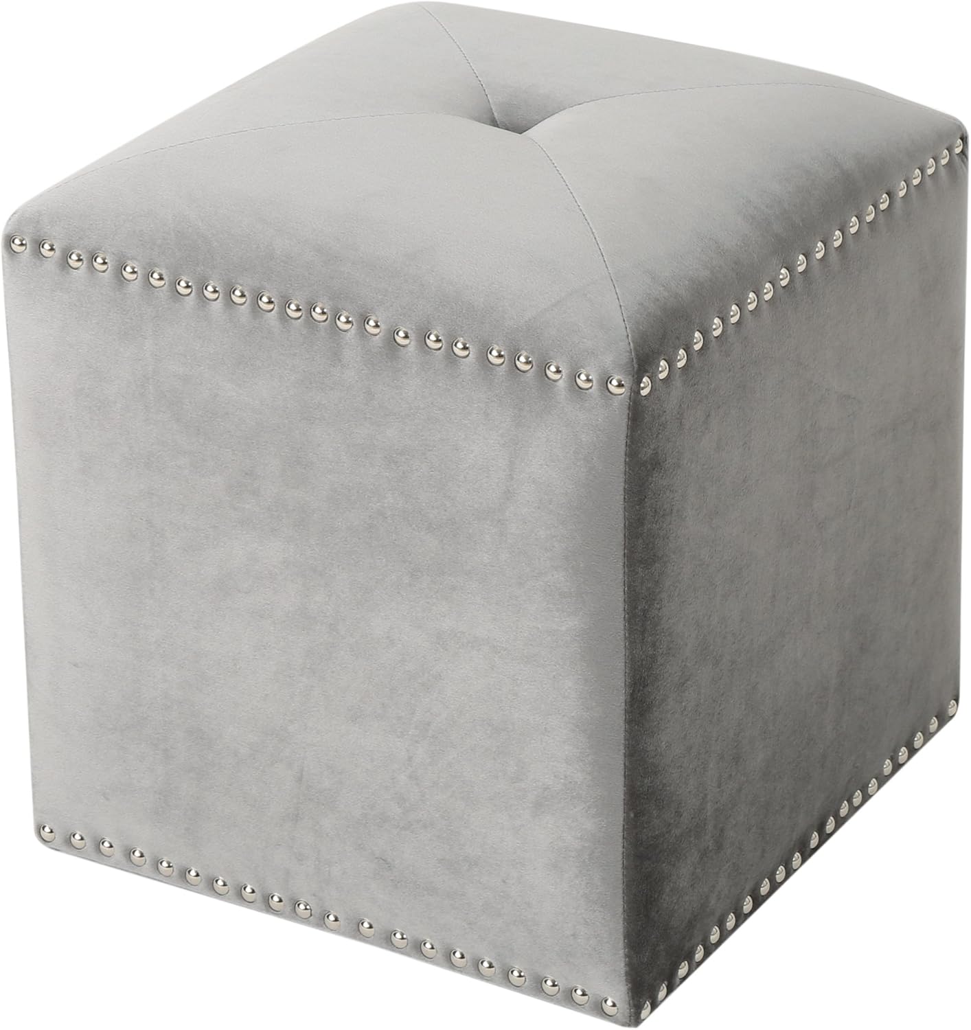 New Deal Christopher Knight Home Allen Glam Velvet Ottoman, Smoke