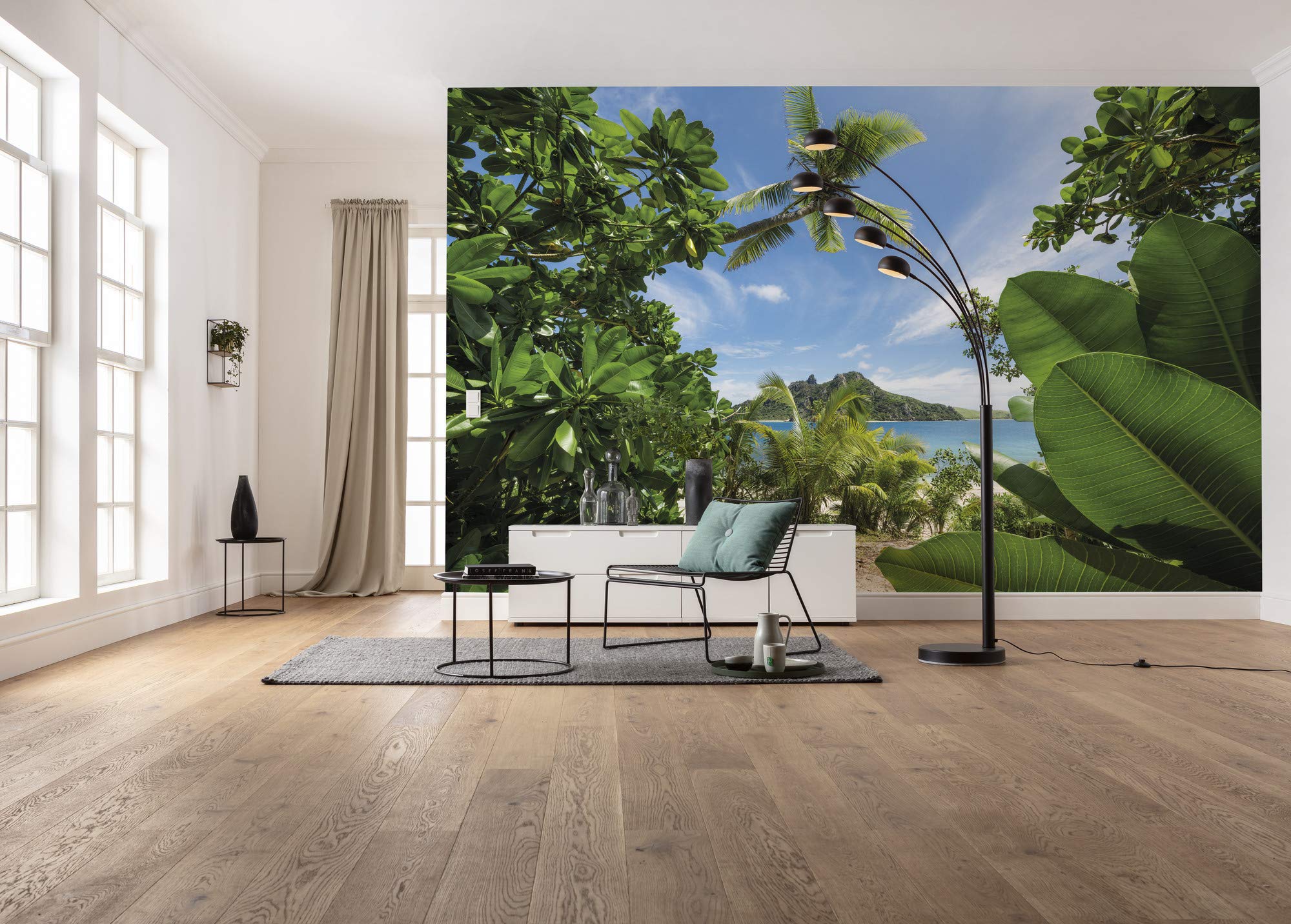 Komar Non-woven photo wallpaper, CAST Away Jungle, wallpaper, XXL, decoration, nature, landscape, bedroom, living room, office, hallway, size 450 x 280 cm (width x height), SHX9-106, colourful