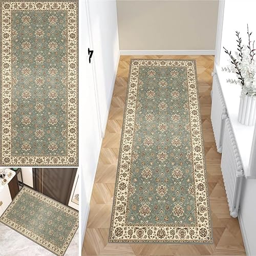 Alfombra antideslizante para pasillo de 2 x 3 pies 3 pulgadas, alfombra para sala de estar, alfombra vintage lavable para entrada, dormitorio,