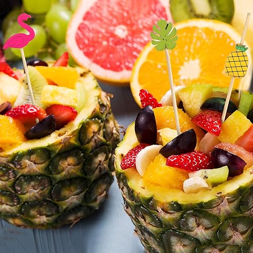 Miniatura 5 de Blulu Paquete de 200 palillos de dientes elegantes para aperitivos, brochetas de cóctel de perlas de 4.7 pulgadas para bebida, palitos con sabor a