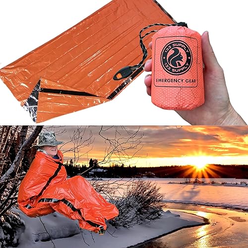 Miniatura 7 de 133 SUPPLY Sacos de dormir de emergencia para supervivencia, mantas térmicas de supervivencia, saco de emergencia - Silbato fuerte, paracord, bolsa