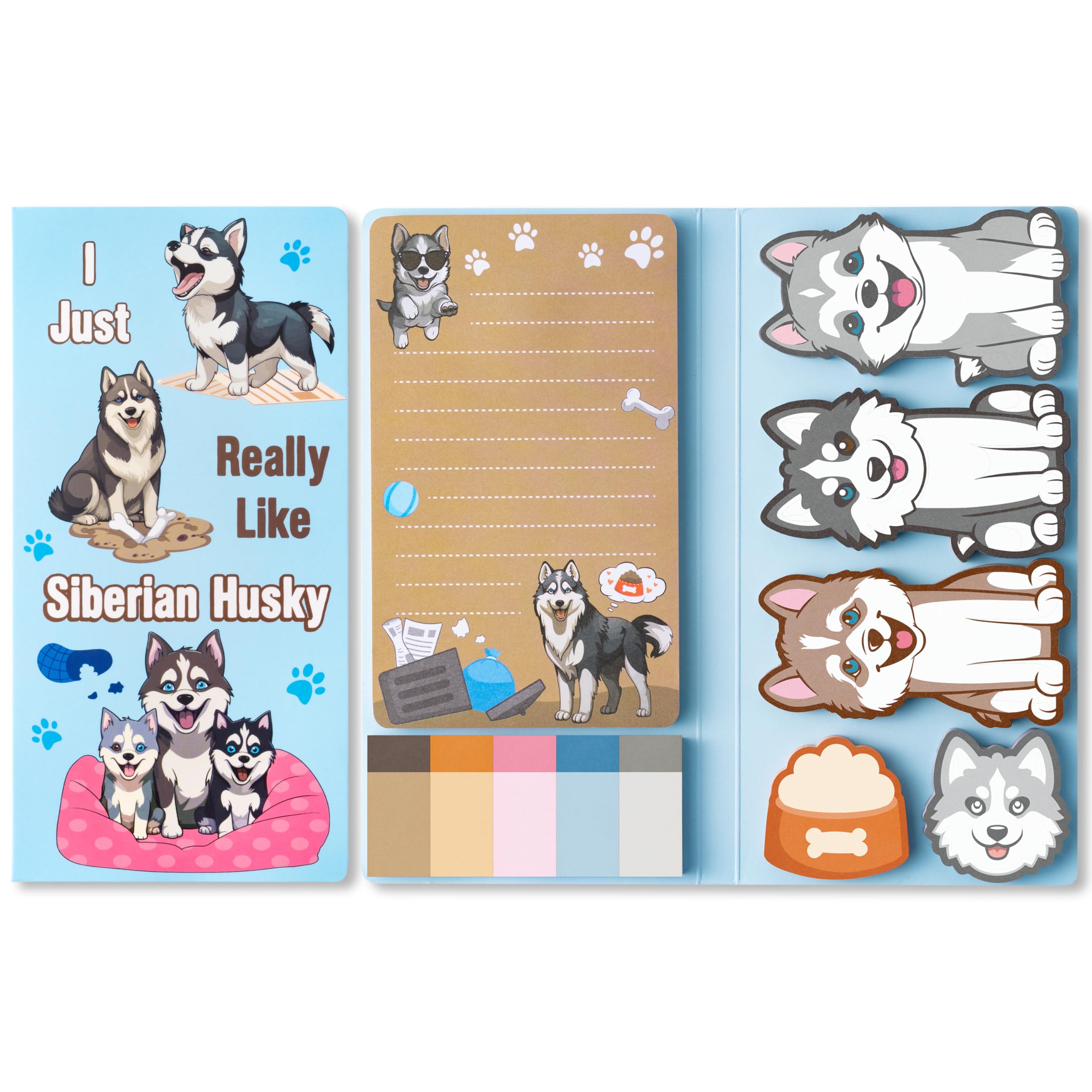 GROBRO7 Cute Dog Sticky Note Set - 550 Sheets I Just Really Like Husky Sticky Notes, Novelty Pet Dog Self-Stick Memo Pad Animal Shaped Page Marker for Kid Student Teacher School Office Stationery Gift