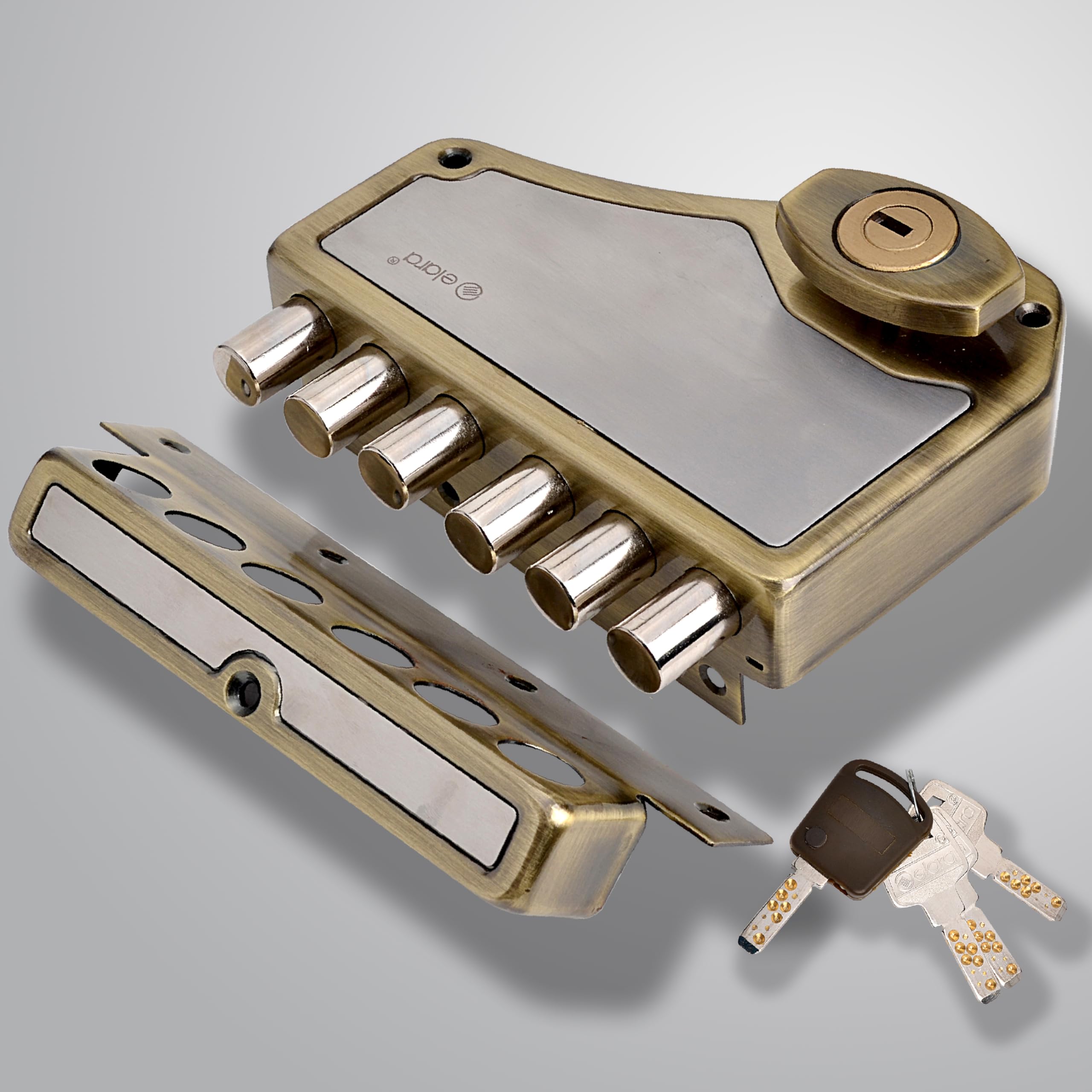 Elara Deadbolt Hexabolt 2CK Door Lock for Main Door, Deadbolt, Rim Latch Inside Opening Door Lock with 4 Reversible Brass Keys (Antique, EDL-02, Hexabolt, Ultra Key) (B0D1R1G2LN) Amazon Price History, Amazon Price Tracker