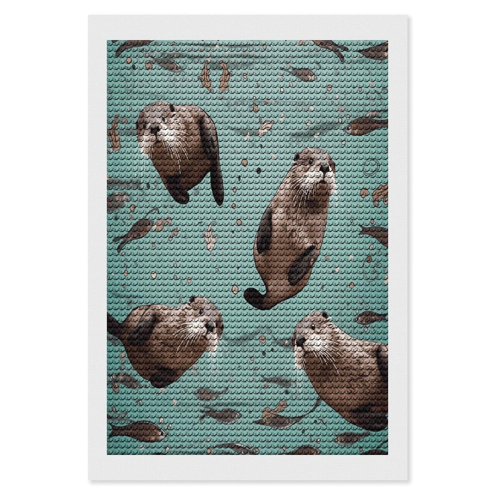 FekiLoot Otters Diamond Art Kits for Adults Diamond Painting Kits for Beginners DIY Diamond Art Kits Round Full Drill Diamond Dot Gem Painting for Home Wall Decor Gift 8"x12"