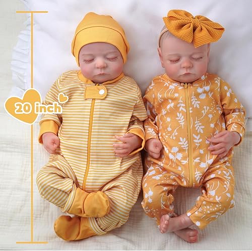 Miniatura 6 de Muñecas de bebé recién nacidas realistas de 20 pulgadas, muñecas realistas de la vida real, muñecas de vinilo suave con ropa y juguete, regalo para