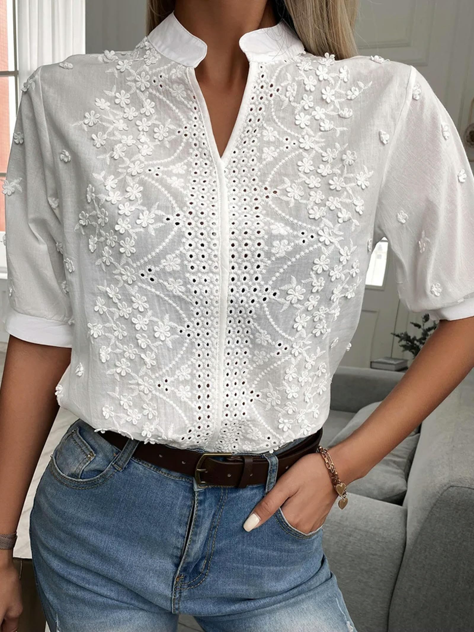 Acquista VONDA Camicia a maniche corte a palloncino con scollo rotondo