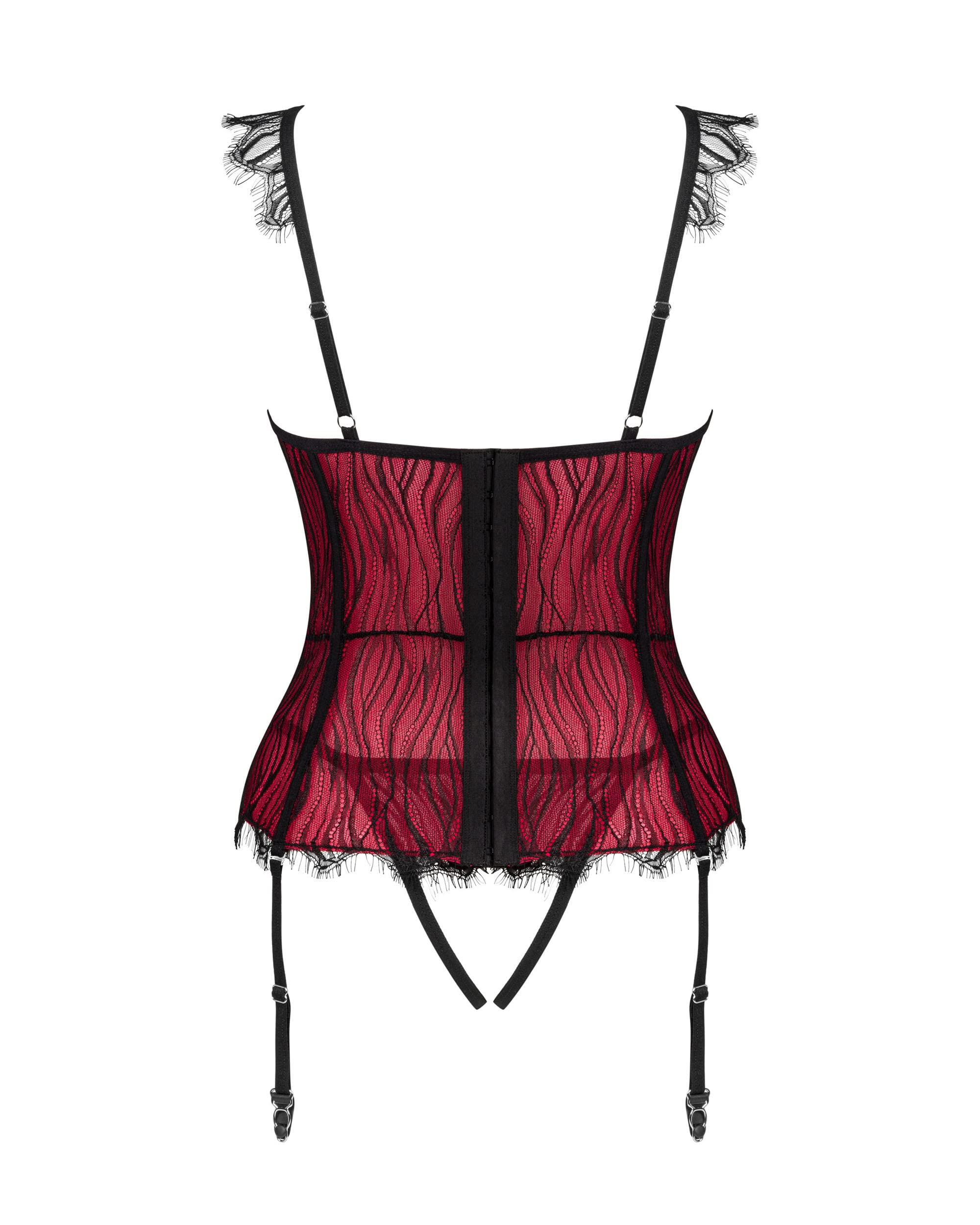 Obsessive Corsetto Femminile Erotico E Perizoma Denissa, Nero,XS/S