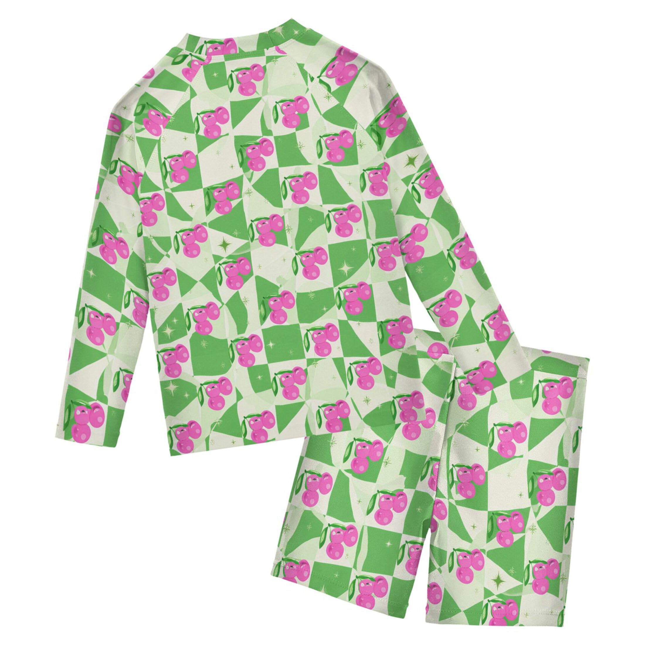 Cherry Fruit Baby Boys' Toddler Long Sleeved Rashguard Swim Bathing Suit Set B0404708