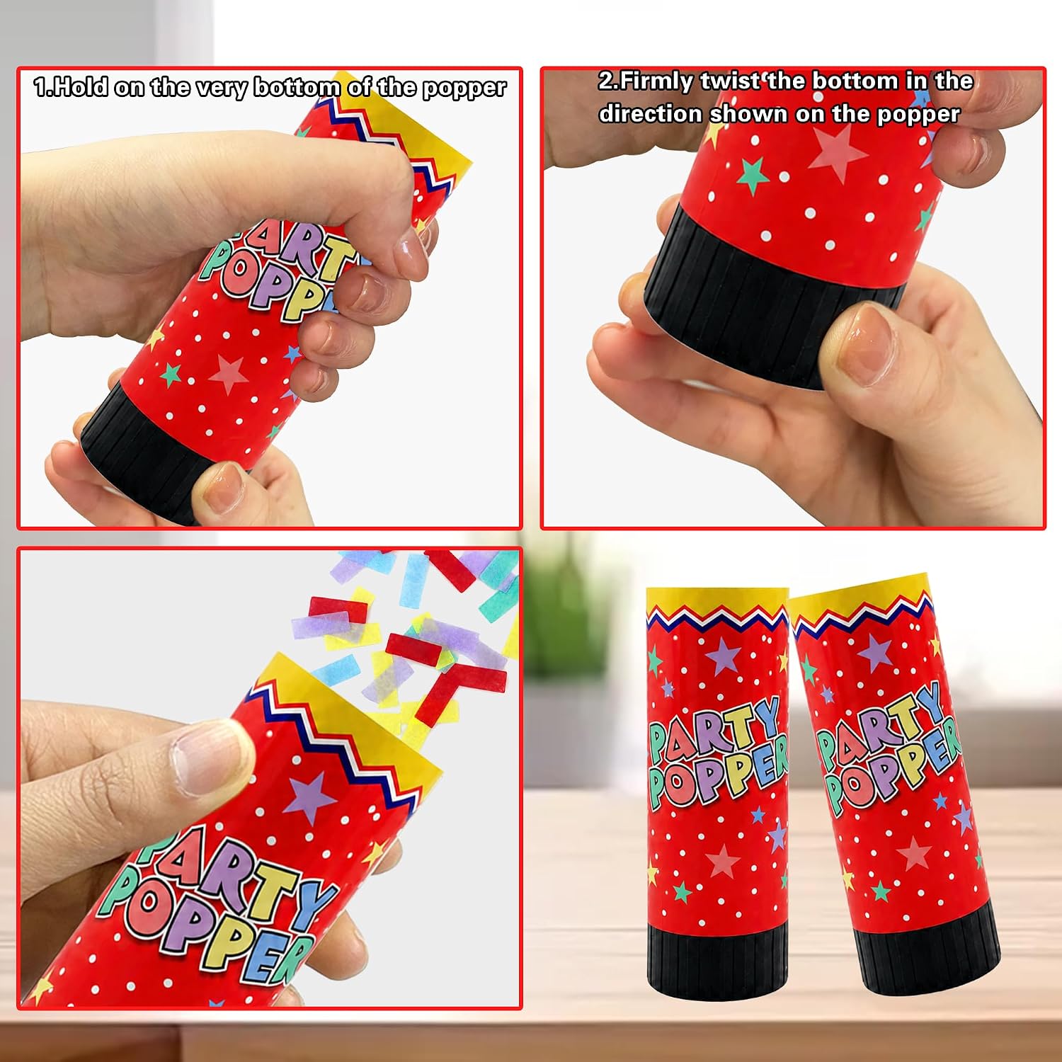 8 PCS Colorful Party Confetti Poppers Supplies