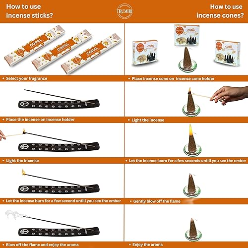 Miniatura 4 de Copal - Varillas de incienso y conos de incienso, paquete combinado  60 varillas de incienso + 30 conos de insencia  Inscienso  Conos de incienso