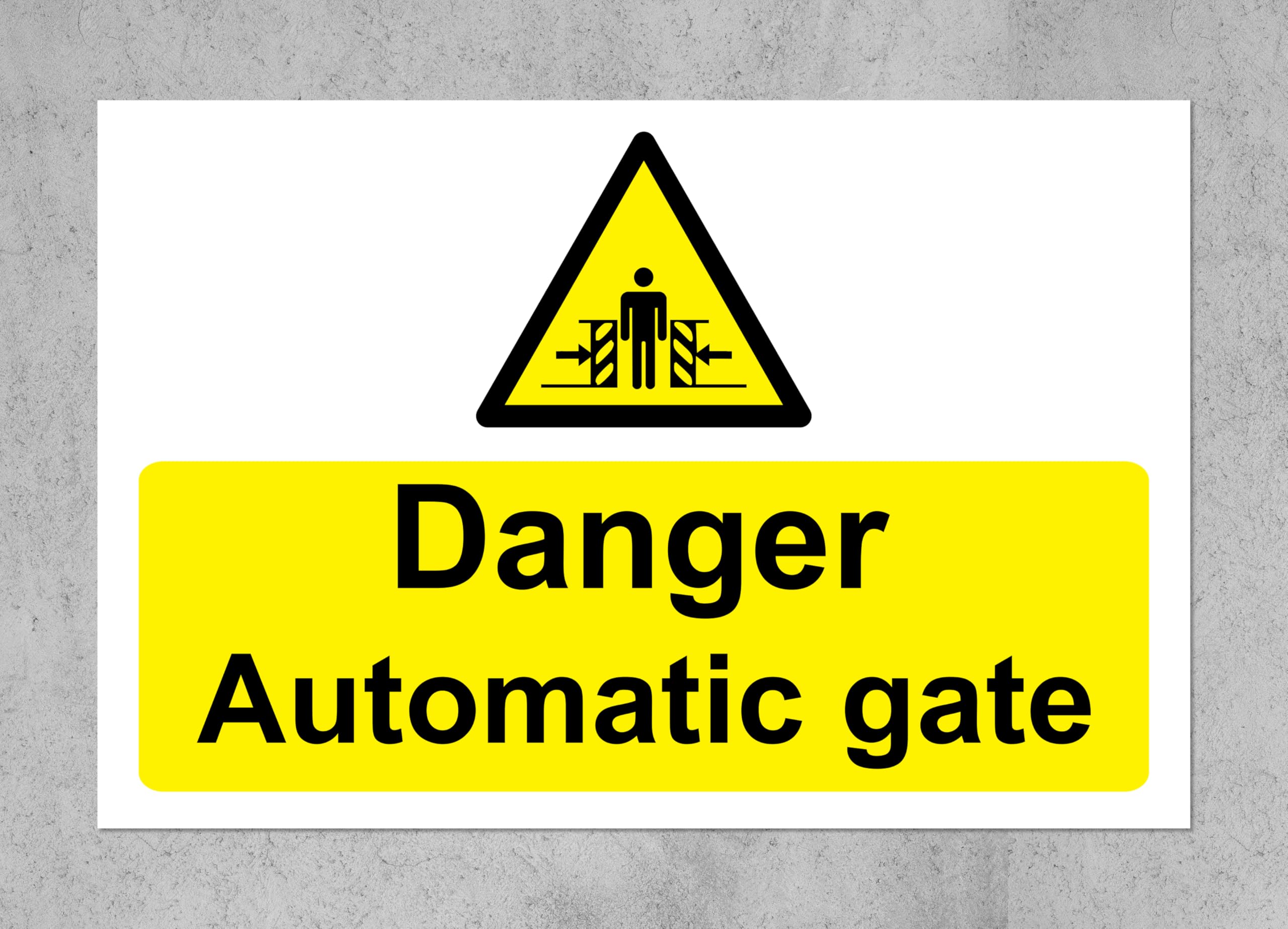 Danger automatic gate safety sign - 1mm flexible Plastic sign (400mm x 300mm)