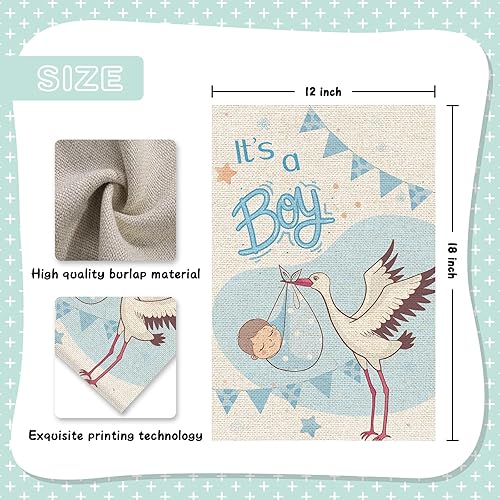 Vista 2 de INNORU Bandera de jardín con texto en inglés "It's a Boy", letrero de fiesta de revelación de género, letrero de bienvenida para baby shower