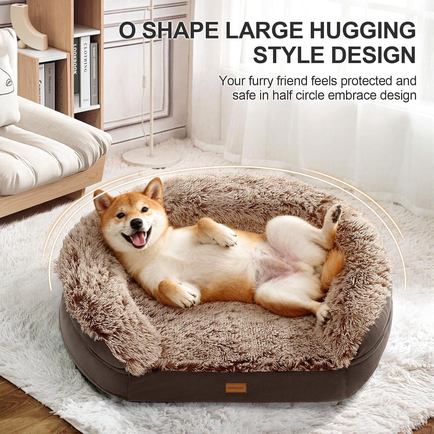 orthopedic dog beds for large dogs, 41" x 32.6" x 7.7" supportive dog sofa bed with 28d egg-crate foam, removable washable cover, waterproof lining, for puppy,senior,sick, brown brown 41.3"lx32.6"wx7.6"h