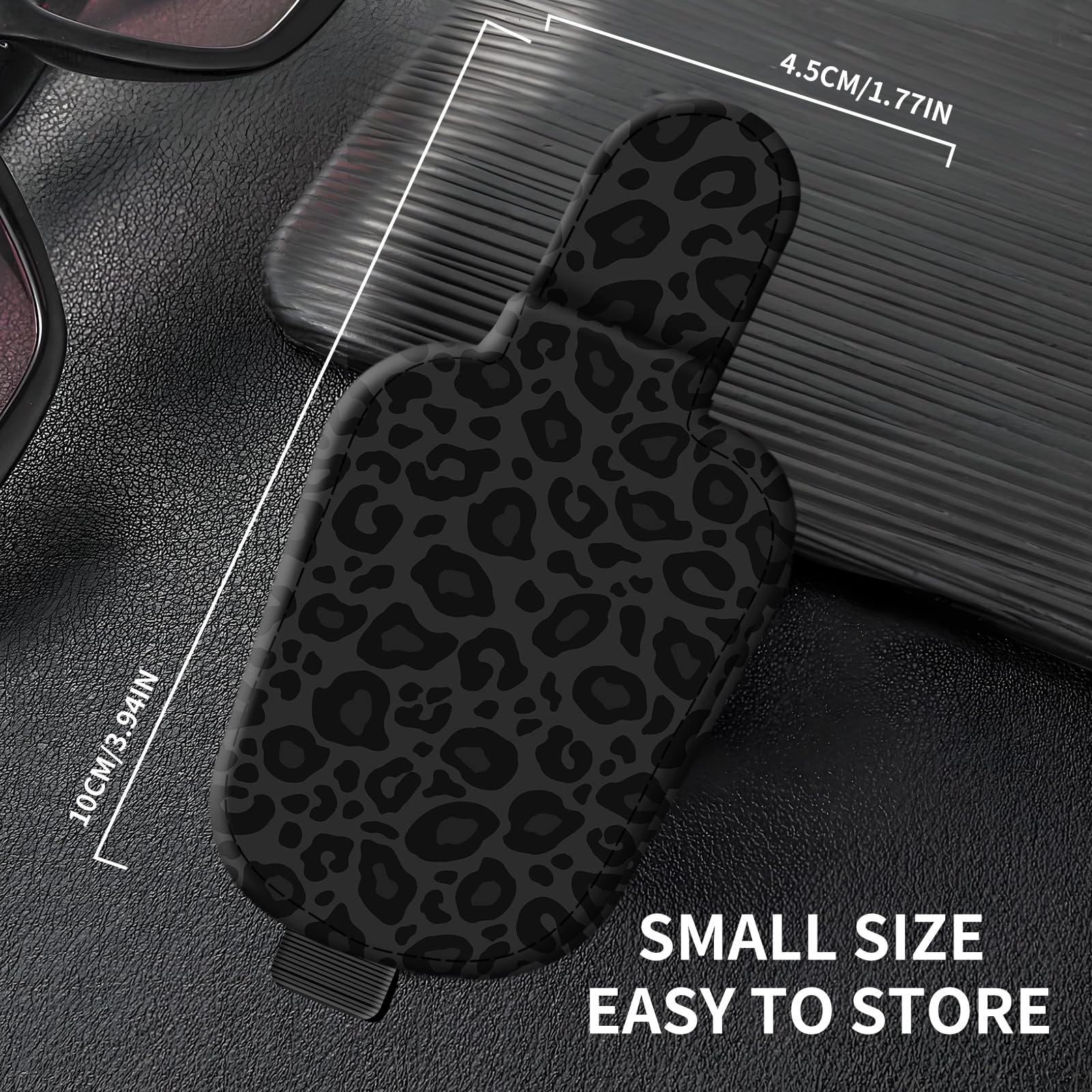 Porta occhiali da sole magnetico in pelle per visiera parasole auto, grazioso gancio per occhiali, biglietti, biglietti, accessori universali per interni auto, per SUV, pickup, camion, nero