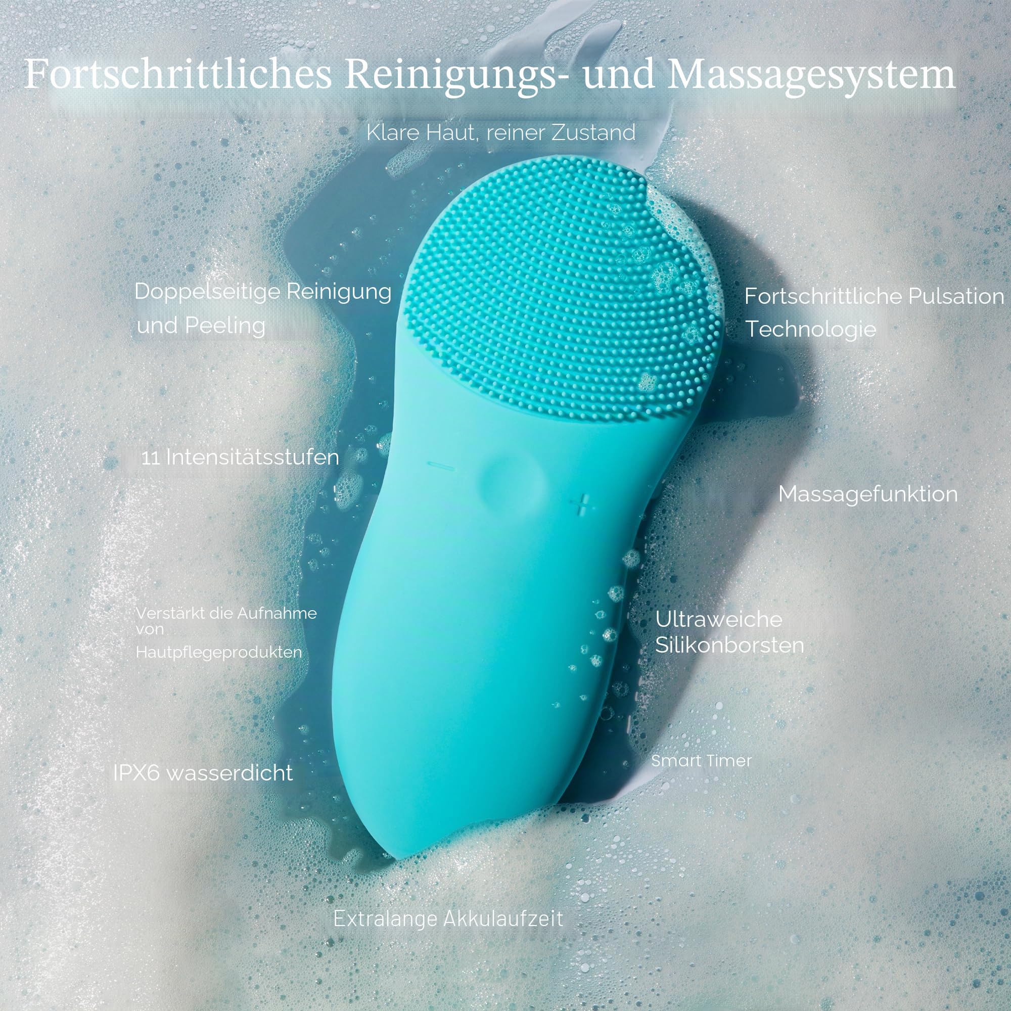 Project E Beauty CLEO + Sonic Gesichtsreiniger | Wasserdichte Silikon-Tiefenreinigungs-Peelingbürste USB Wiederaufladbare kabellose tragbare Gesichtsreinigungs-Hautpflegegerät