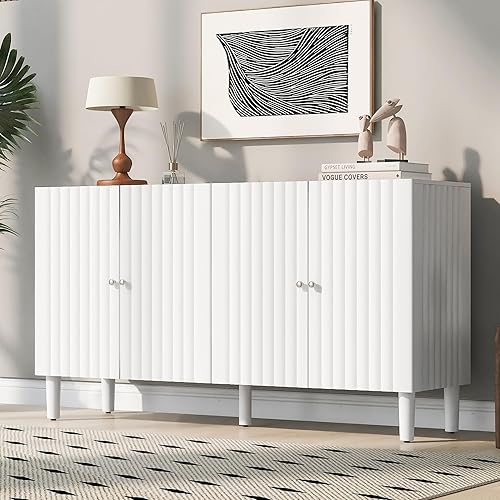 Miniatura 212 de Aparador moderno y elegante con patas y asas de metal dorado y estante ajustable, mesa consola clásica de 60 pulgadas, mesa de sofá, mesa de entrada