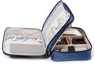 Cable Organizer Bag, YLQP Travel Electronic Organizer Electronics Accessories Carrying Case for Digital Camera, Charger, Power Bank, Cell Phone, Kindle, Headphone, Flash Card, USB, Cord (Blue)