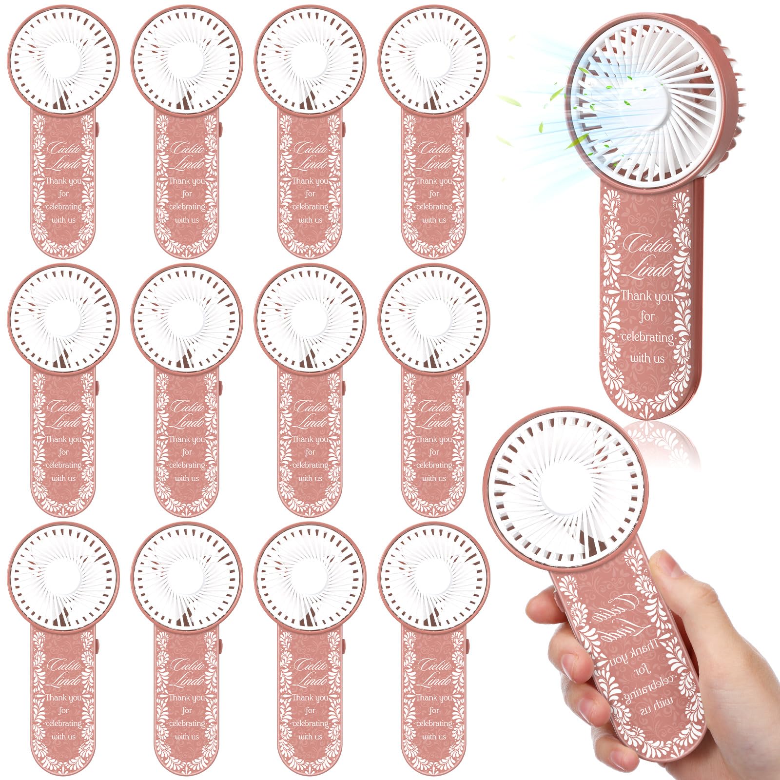 Tujoe Cielito Lindo Mini-Handventilatoren für Babypartys, spanisches Blumenmuster, tragbare Fächer mit Dankeschön-Design, mexikanisches Terrakotta, Hochzeitsgeschenke für Gäste, Brautparty, Fiesta