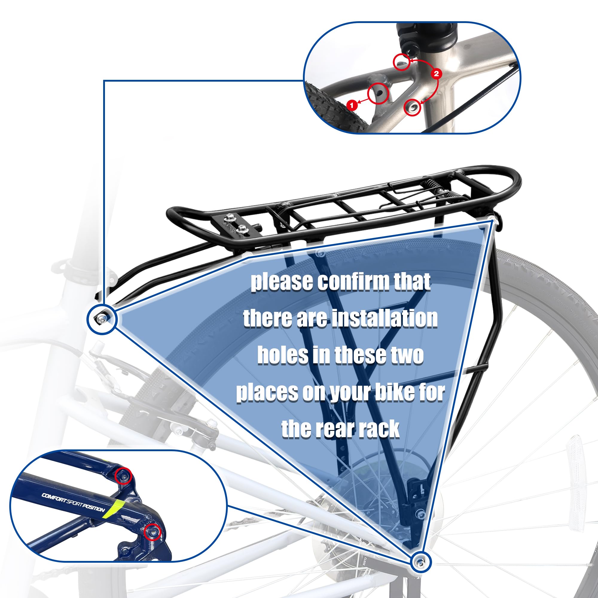 ZUKKA Portapacchi Posteriore Alluminio Portante Altezza Regolabile Adatto per 24-28 Pollici 700C Bicicletta Da Strada