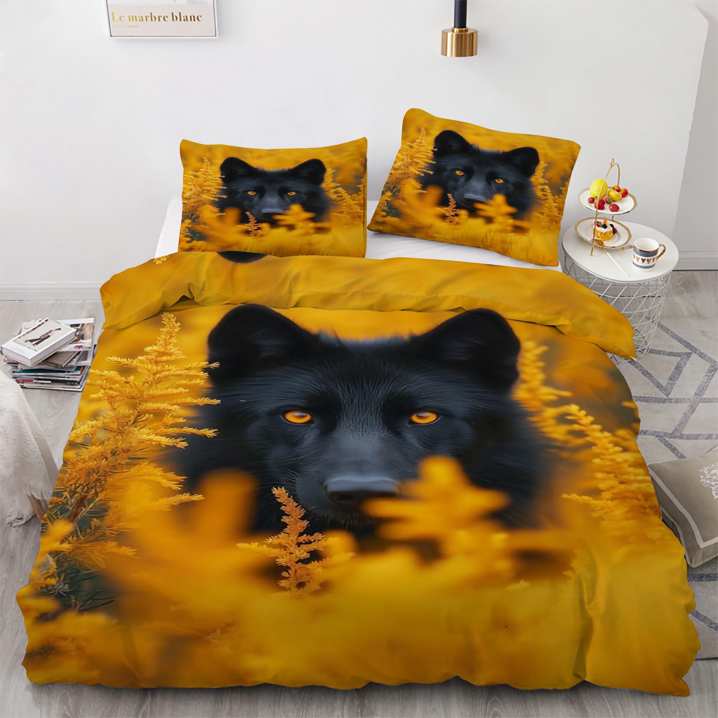 Housse de couette 220x240 jaune zippée pour changer votre lit sans effort et sans repassage